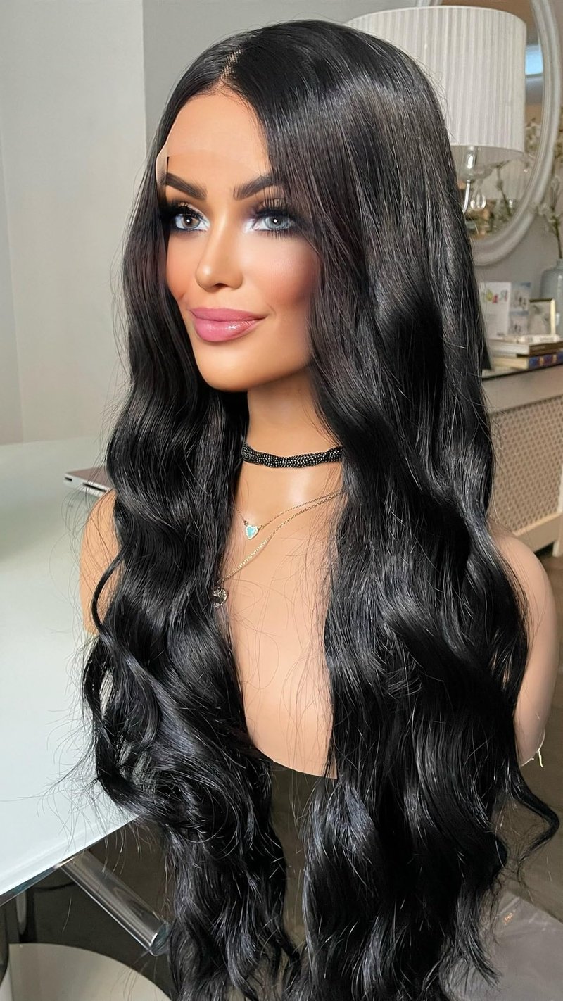WXHWCX Blonde Long Wavy Hair Synthetic Lace Front Wig Natural Hairline Heat Resistant Fiber Hair Free Part Glueless Lace Wig for Women Cosplay Daily Wig