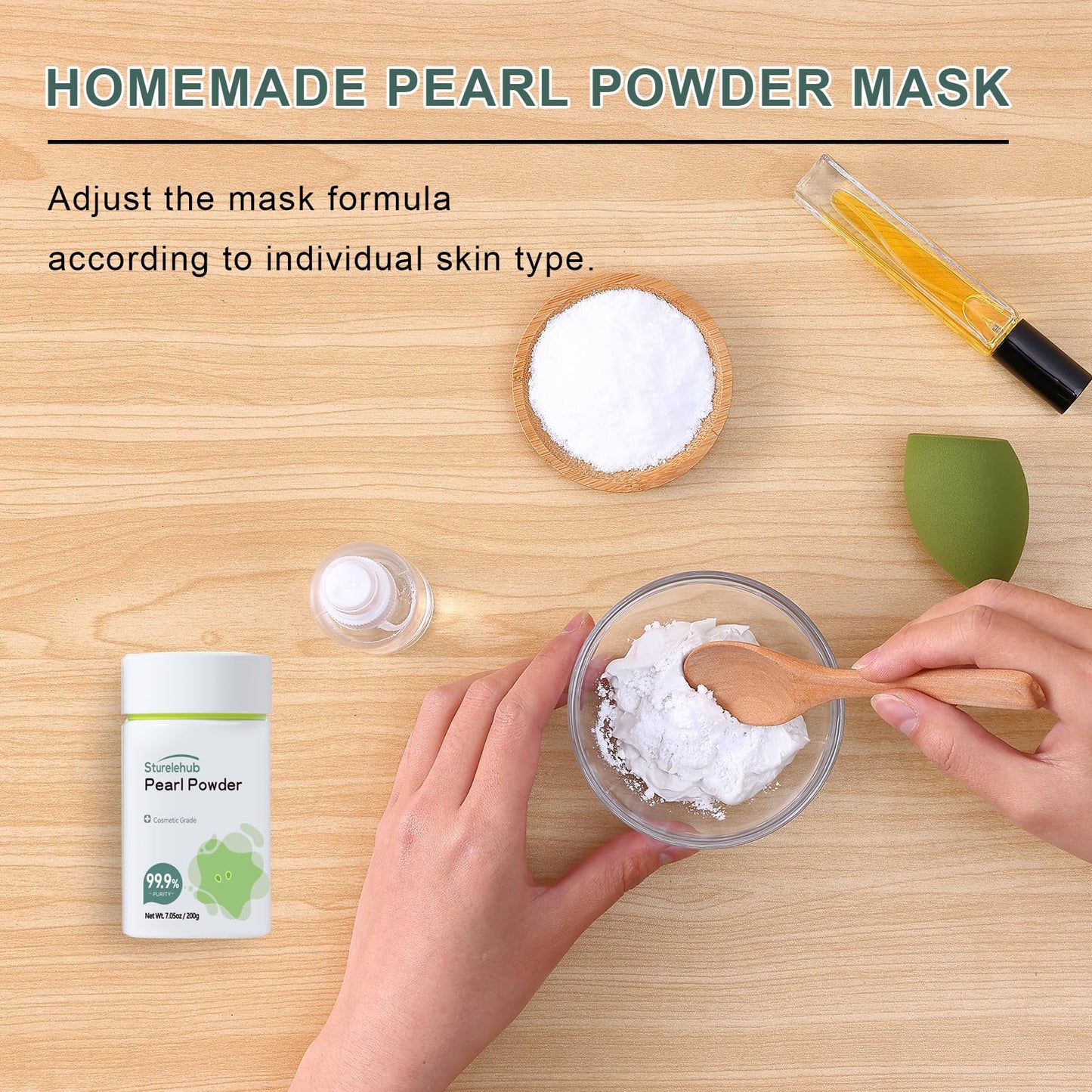 Sturelehub Pearl Powder Organic, for Face, 7.05OZ / 200g 99.9% Purity, Cosmetic Grade, for DIY Mask, Cream And Lotion, Organic Pearl Powder For Homemade Cosmetics