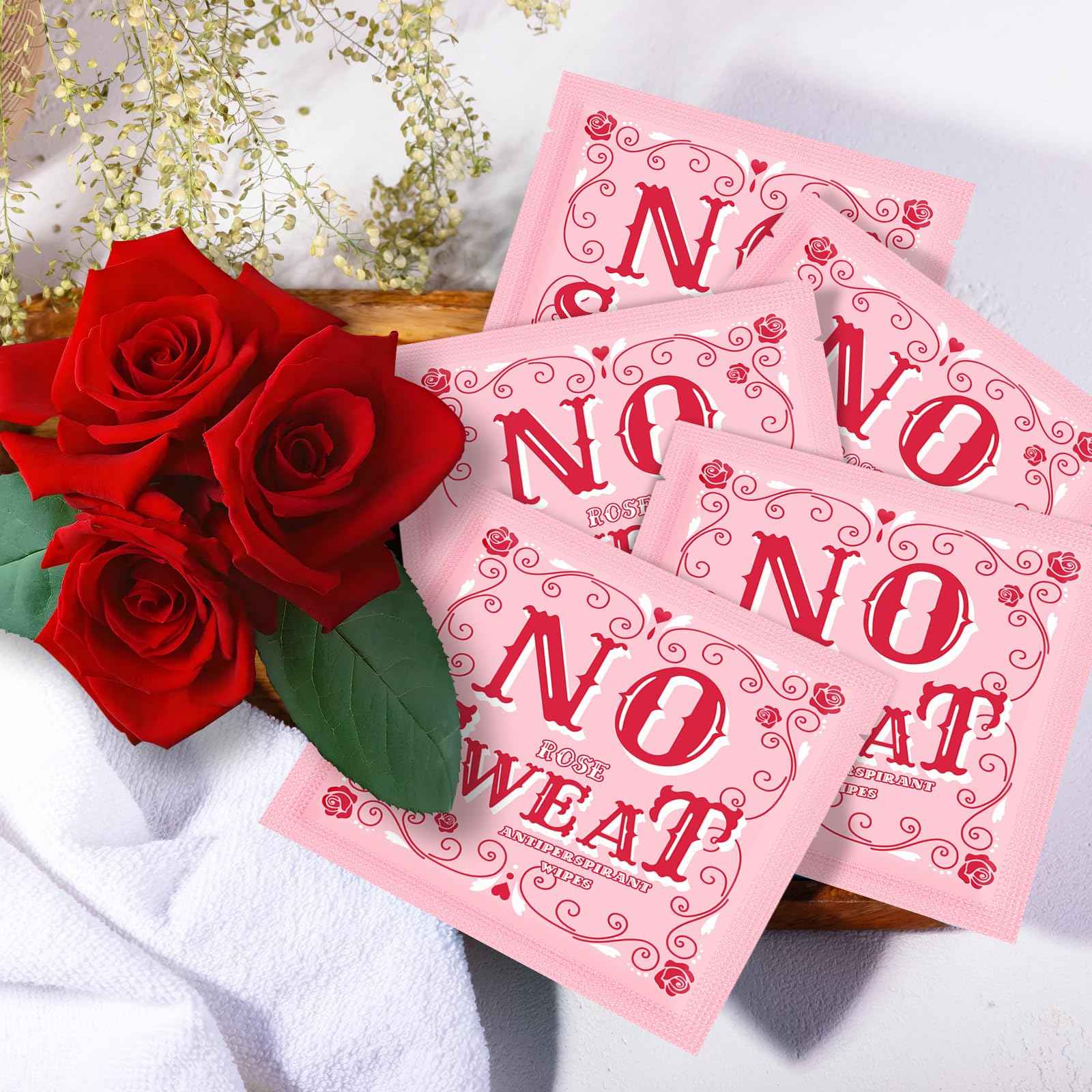 BUAEL Mini Deodorant Body Wipes 100 pieces of Travel deodorant Wipes And Travel Deodorant Individually Wrap Hypoallergenic Underarm Sweating Rose And Travel To Clean Skin For Female Male Teenagers