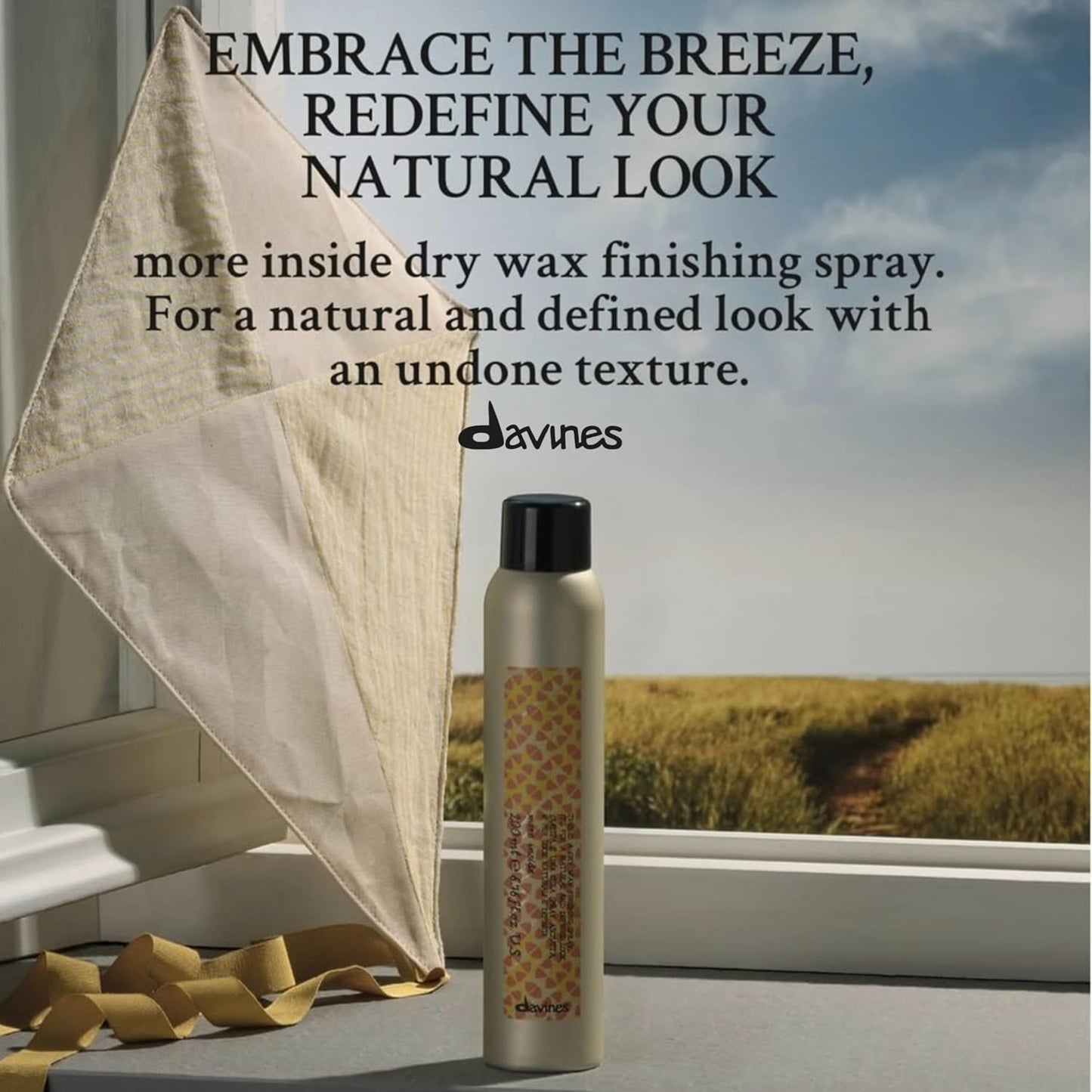 Davines Dry Wax Finishing Spray - Strong Hold Texture & Satin-Matte Finish | 6.76 Fl Oz
