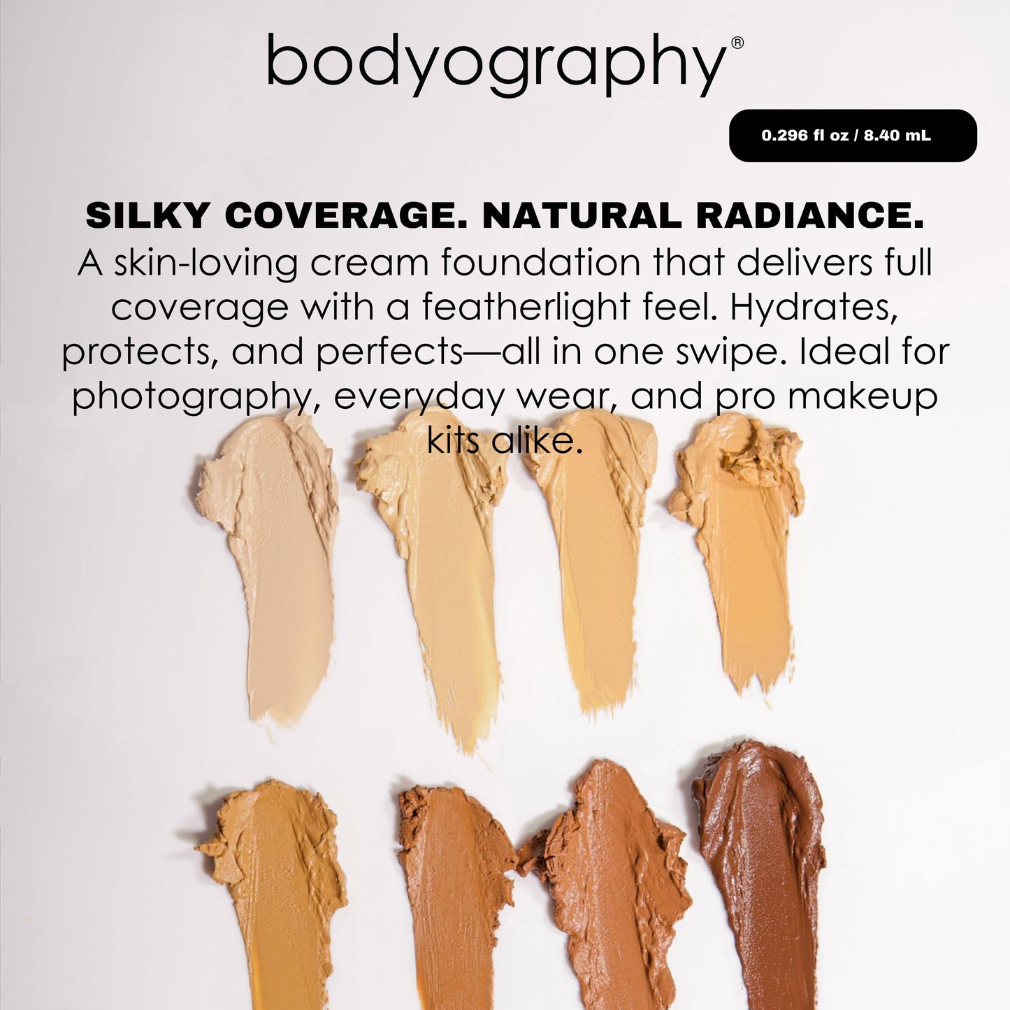 Bodyography Silk Cream Foundation – Medium | Hydrating, Weightless Liquid Cream Foundation with Hyaluronic Acid & African Rooibos Tea | Medium-to-Full Coverage, Luminous Finish | Vegan, Talc-Free