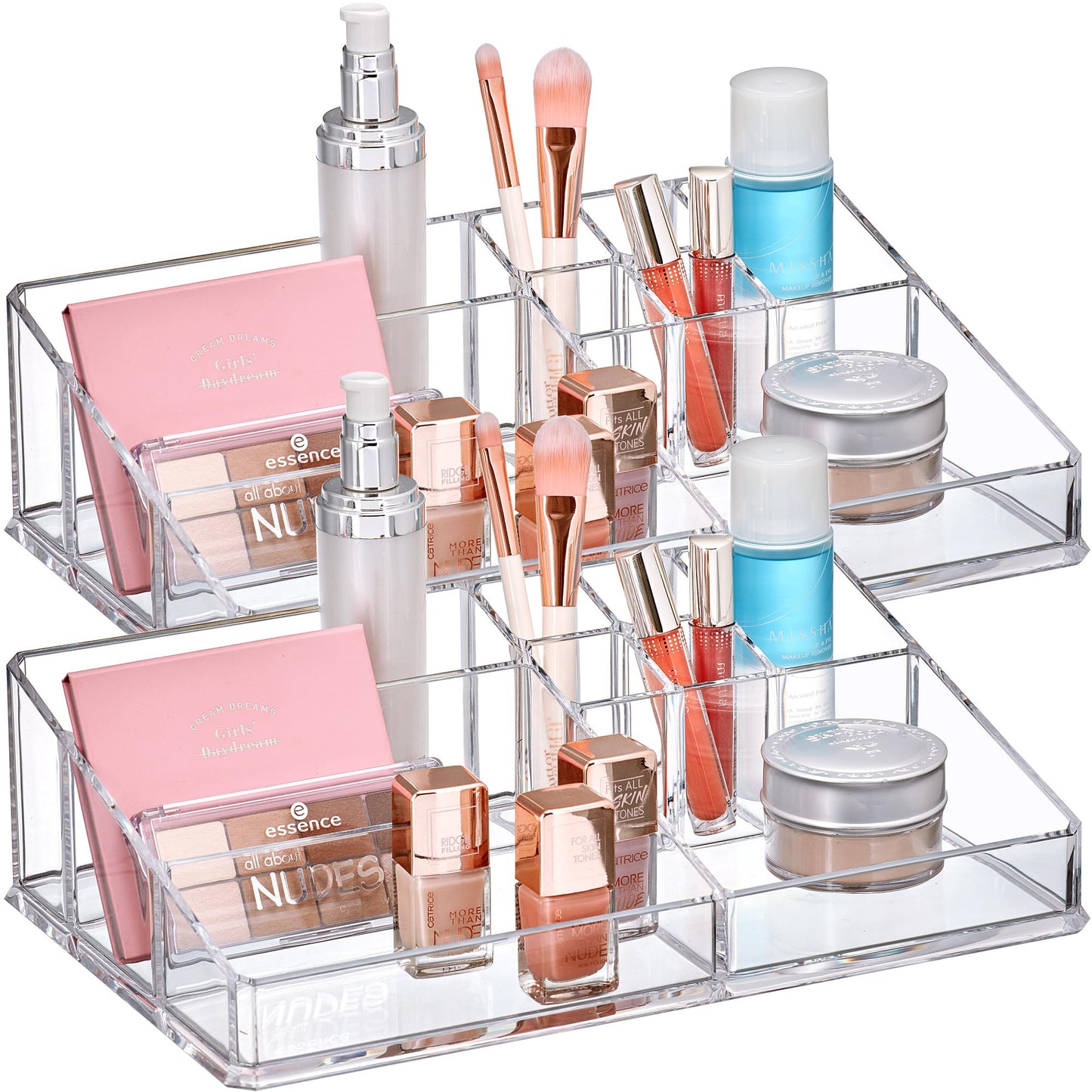 Amazing Abby - Tiffany - Acrylic Cosmetic Organizer (1-Pack), Transparent Plastic Makeup Holder, Compartmented, Shatter-Proof, Perfect Bathroom Vanity Storage Solution for Beauty Supply, Large