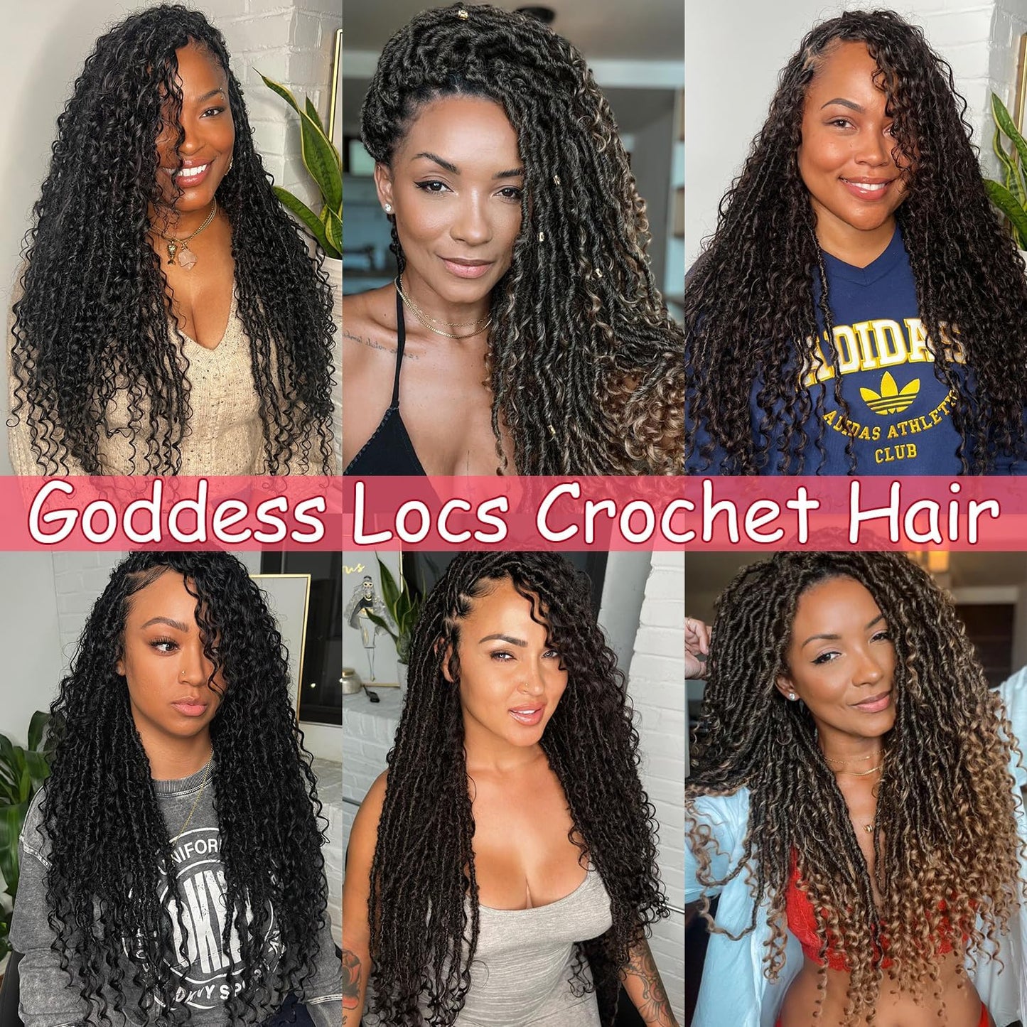Goddess Locs Crochet Hair-18 Inch 8 Packs Boho Faux Locs Crochet Hair for Black Women Pre Looped Soft Locs with Curly Ends (1B#, 18 Inch(Pack of 8))