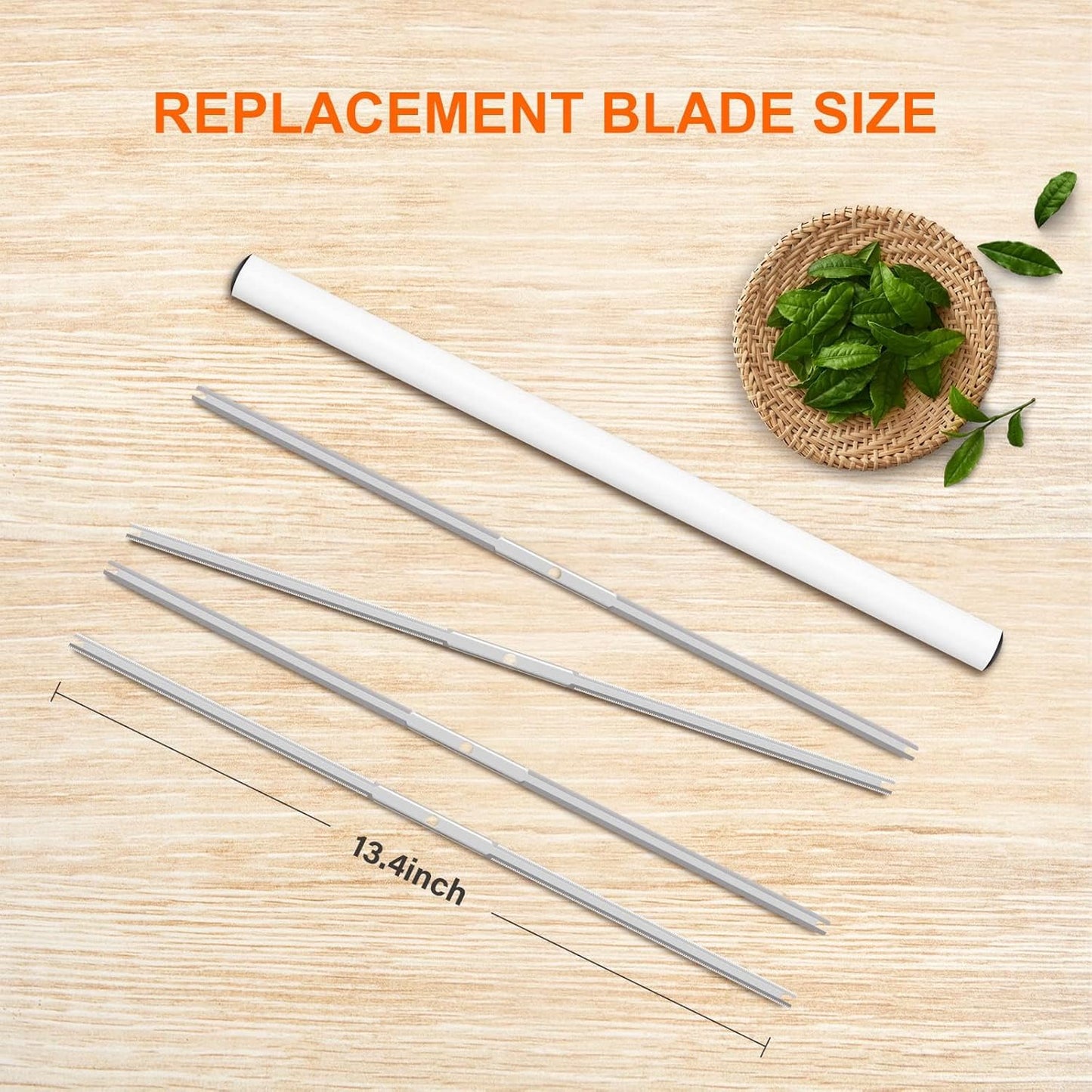 Simple Deluxe 16-Inch Bowl Leaf Trimmer Blades - 4-Pack Stainless Steel Replacement | 2 Serrated & 2 Straight Blades