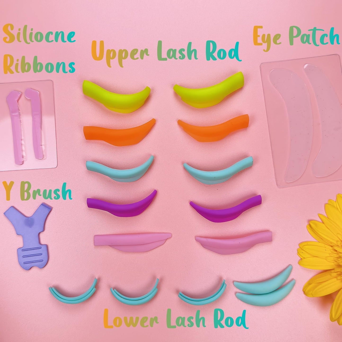 Eyelash Lift Shields Lash Lifting Pad No Glue Mix Glueless Lami Lamination Roller Upper & Lower Perm Pads for All Eyes Curling Like L Curl Extensions with Y Brush Ribbon Cover Silicone Eye Patch Tool