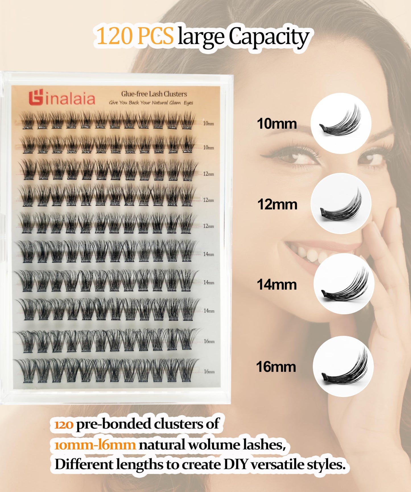 Self Adhesive Lash Clusters, Press on Pre bonded Eye lashes Clusters Natural Look No Glue Needed,10-16MM DIY Lash Extension FOR Beginners Dating and Working Business People (One-Step Professional)