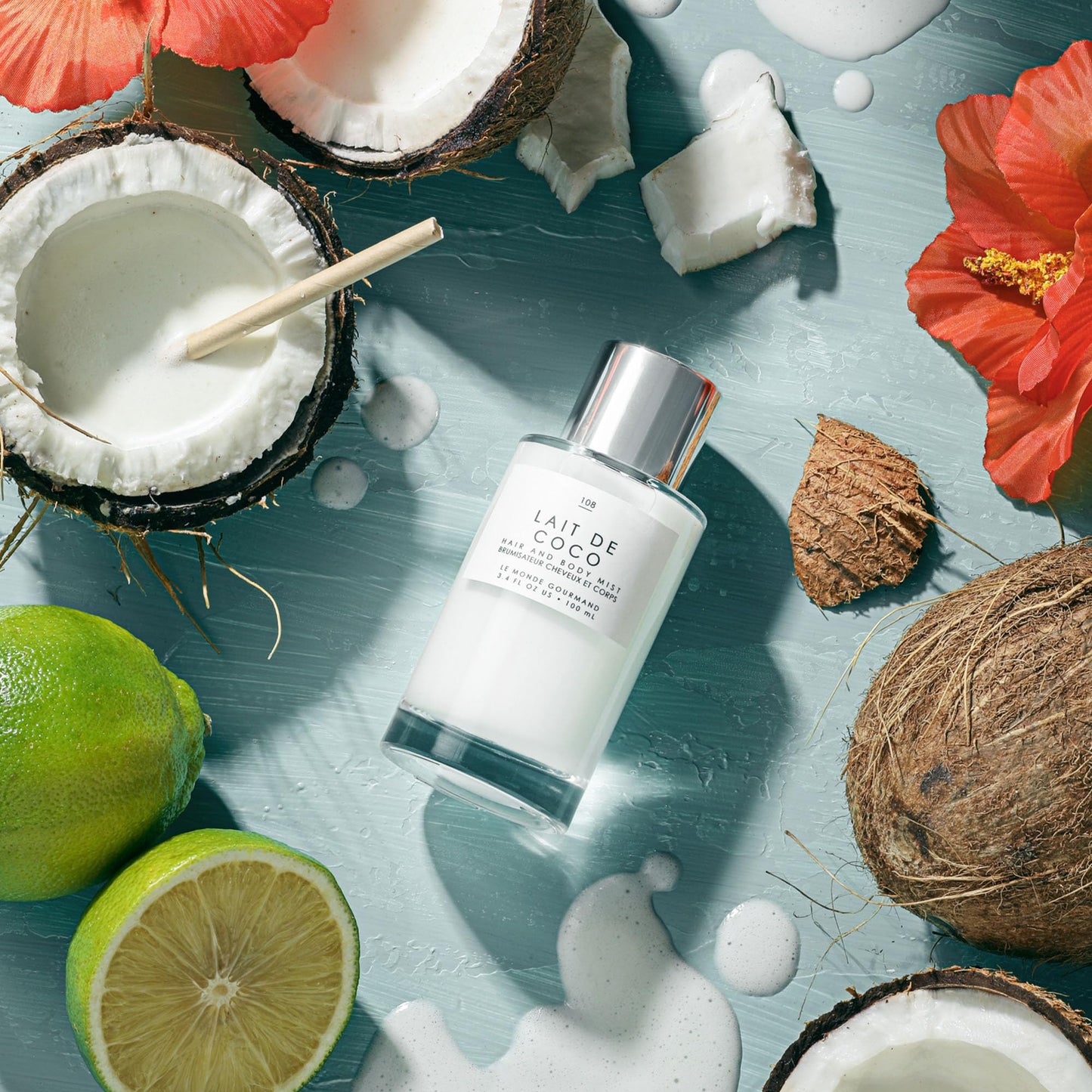 Le Monde Gourmand Lait de Coco Hair & Body Spray Mist - Bergamot, Vanilla, Coconut Fragrance Notes- 3.4oz (100ml)