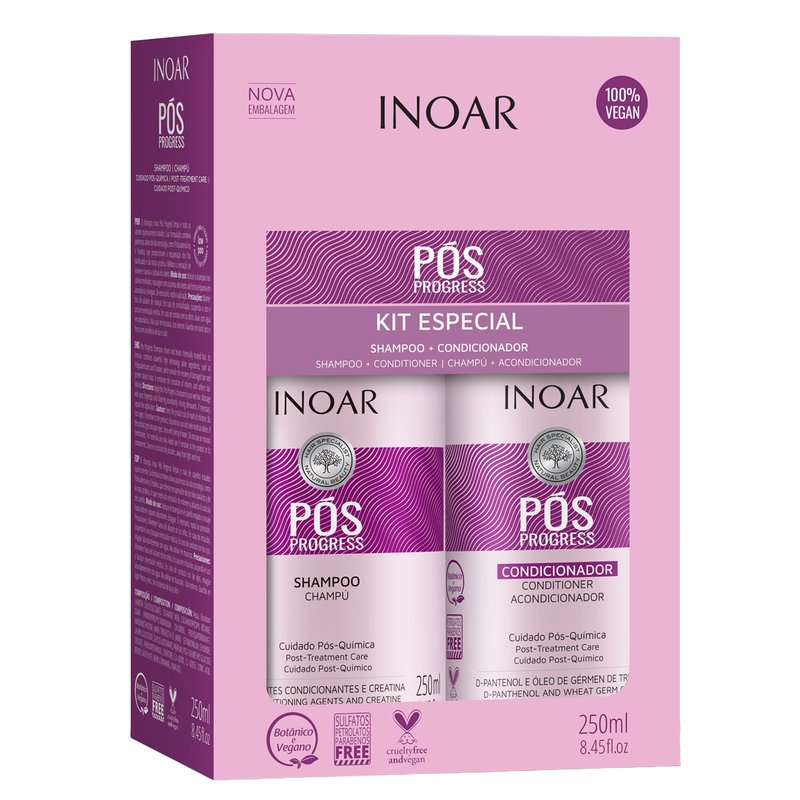 Inoar Pós Progress Duo Kit, Shampoo & Conditioner, 8.45 fl.oz. Each