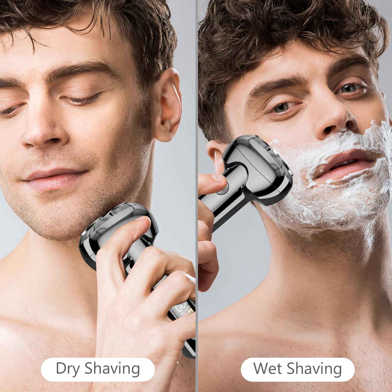 RUIM 3D Rotary Electric Shaver for Men, Waterproof Magnetic Shaving with Type-C Fast Charge, LCD Display, Travel Case - Ideal Gift for Dad, Men with Sensitive Skin