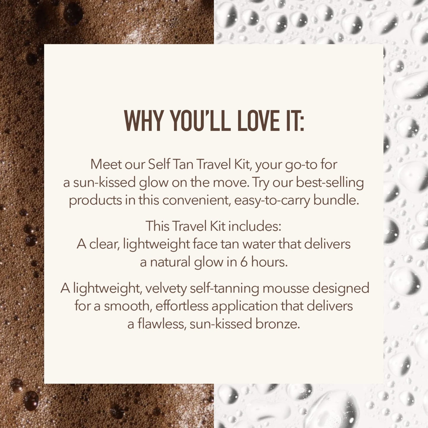 Nuda Glow On The Go Self Tan Travel Kit | Includes Self Tanner Mitt,1.69 Fl Oz Dark BronzeFoam Tanning Mousse & 0.19 Fl Oz CloudMist Face Tanner | Streak-Free Application | Head-to-Toe Sun-Kissed Look