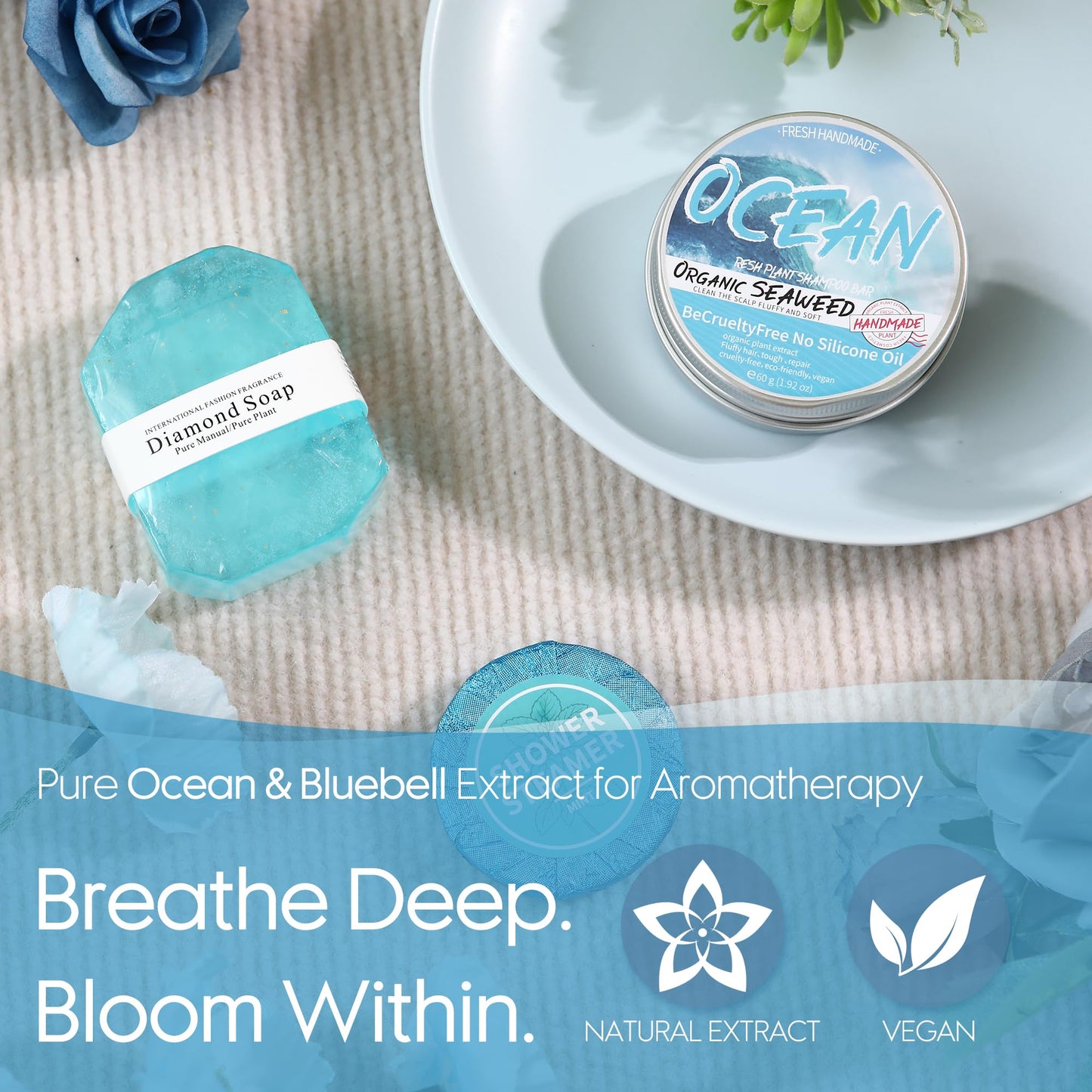 Sea Team 16-Pack Relaxing SPA Gift Set for Women, Valentine Day Gift, Shower Kit with Bath Bomb, Bath Salt, Handmade Soap, Cream, Essential oil, Gift Box Included, Rose