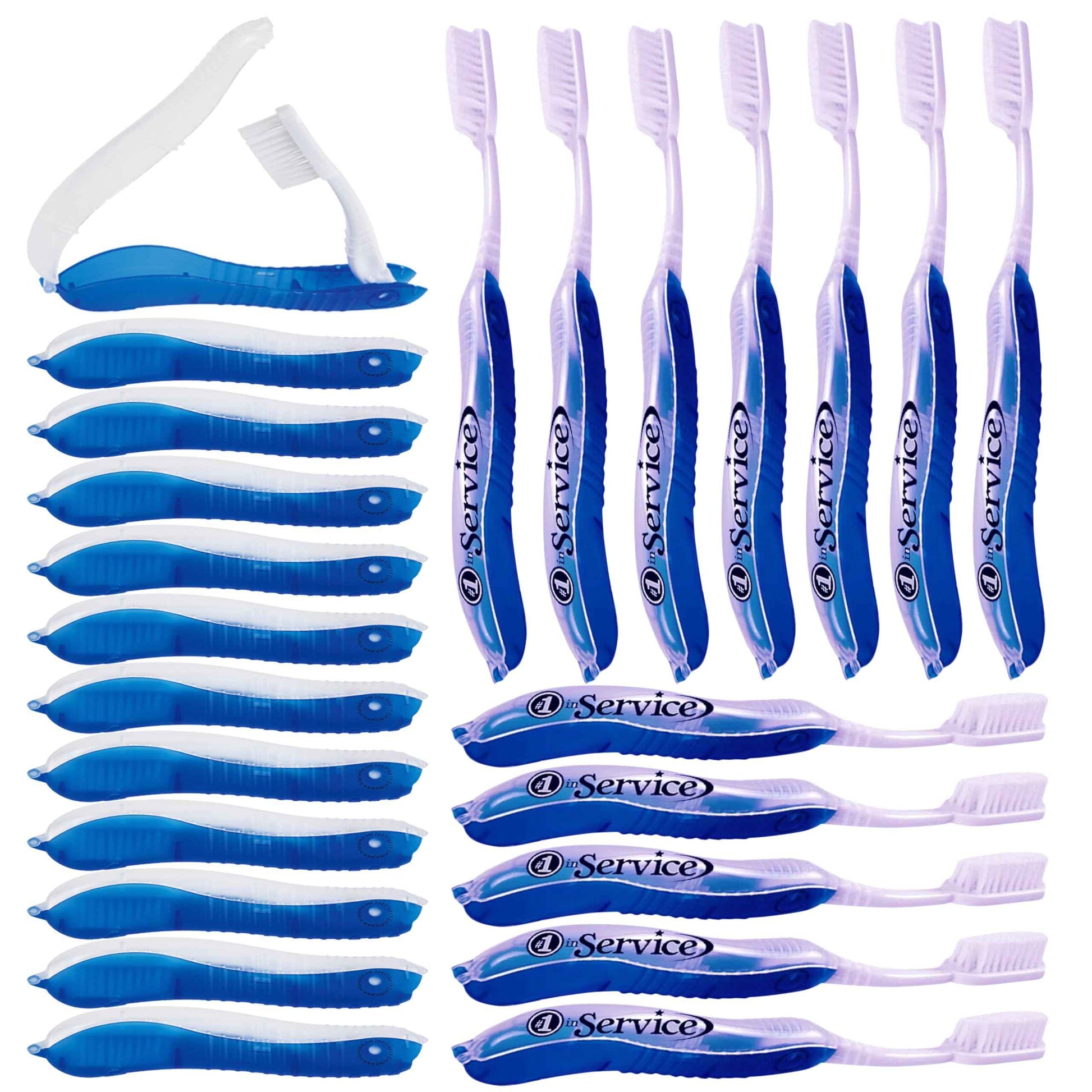 Number 1 In Service 24 Pack Foldable Travel Toothbrushes Soft Bristle Compact Size for Adults, Kids, Men, Women, Mini Tooth Brush Set for Camping, Hotel, Airplane, Toiletry Kits Individually Wrapped