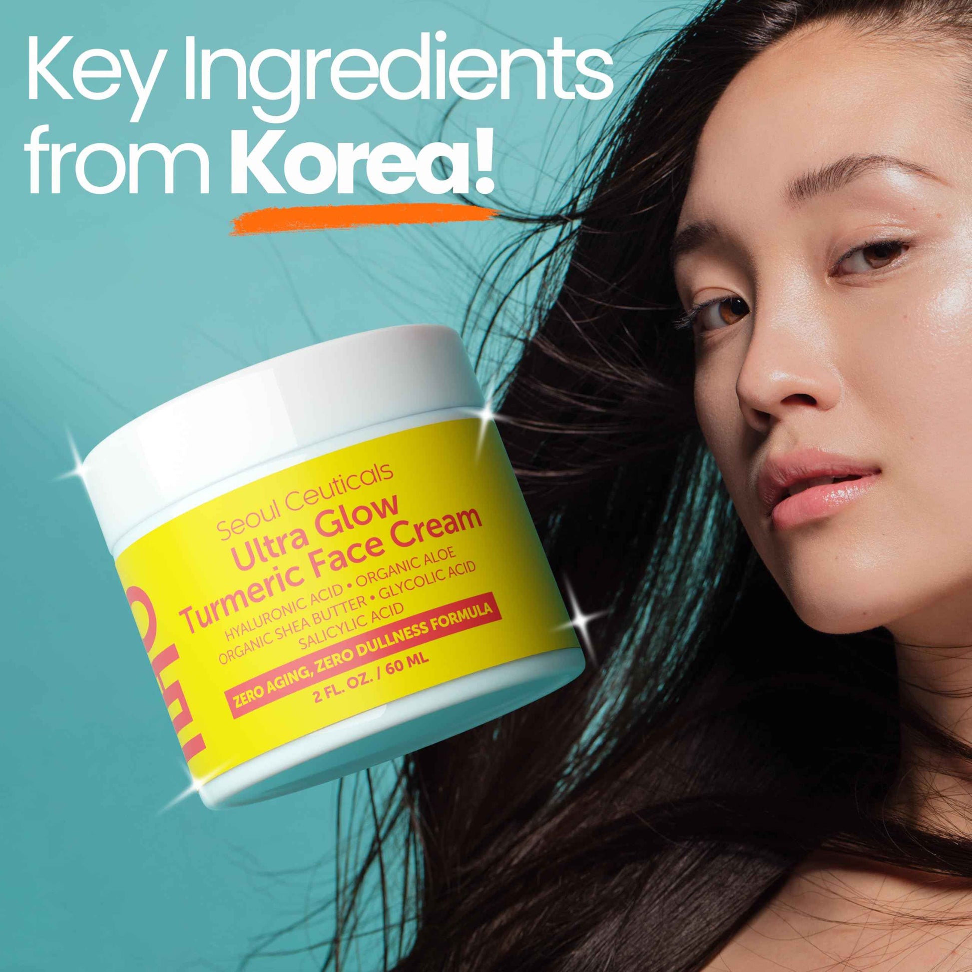 SeoulCeuticals Korean Skin Care Turmeric Cream – Face Moisturizer for Dull Dry Skin - Korean Skincare K Beauty for Glass Skin 2oz