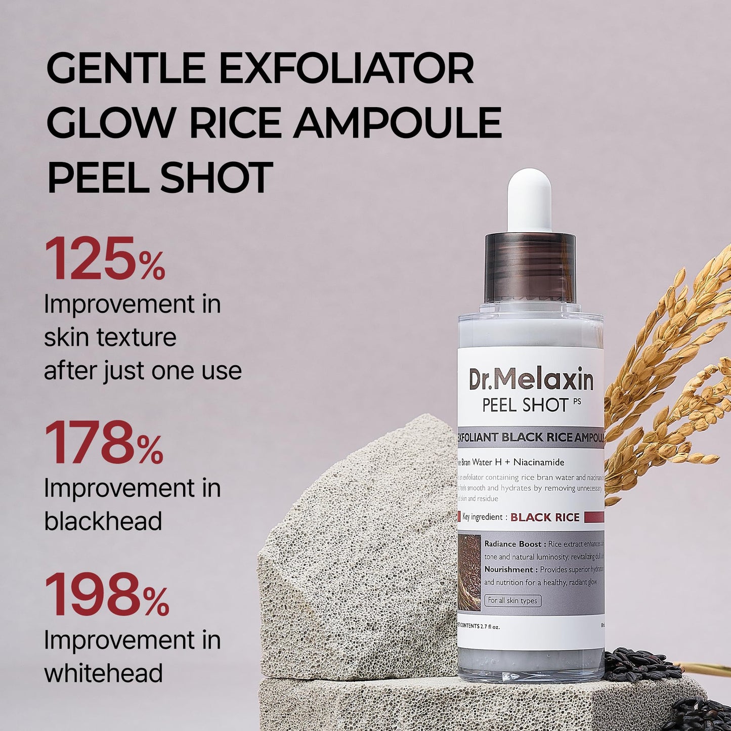 Dr.Melaxin body & face peel shot duo glow black rice peeling ampoule kojic acid & turmeric spray