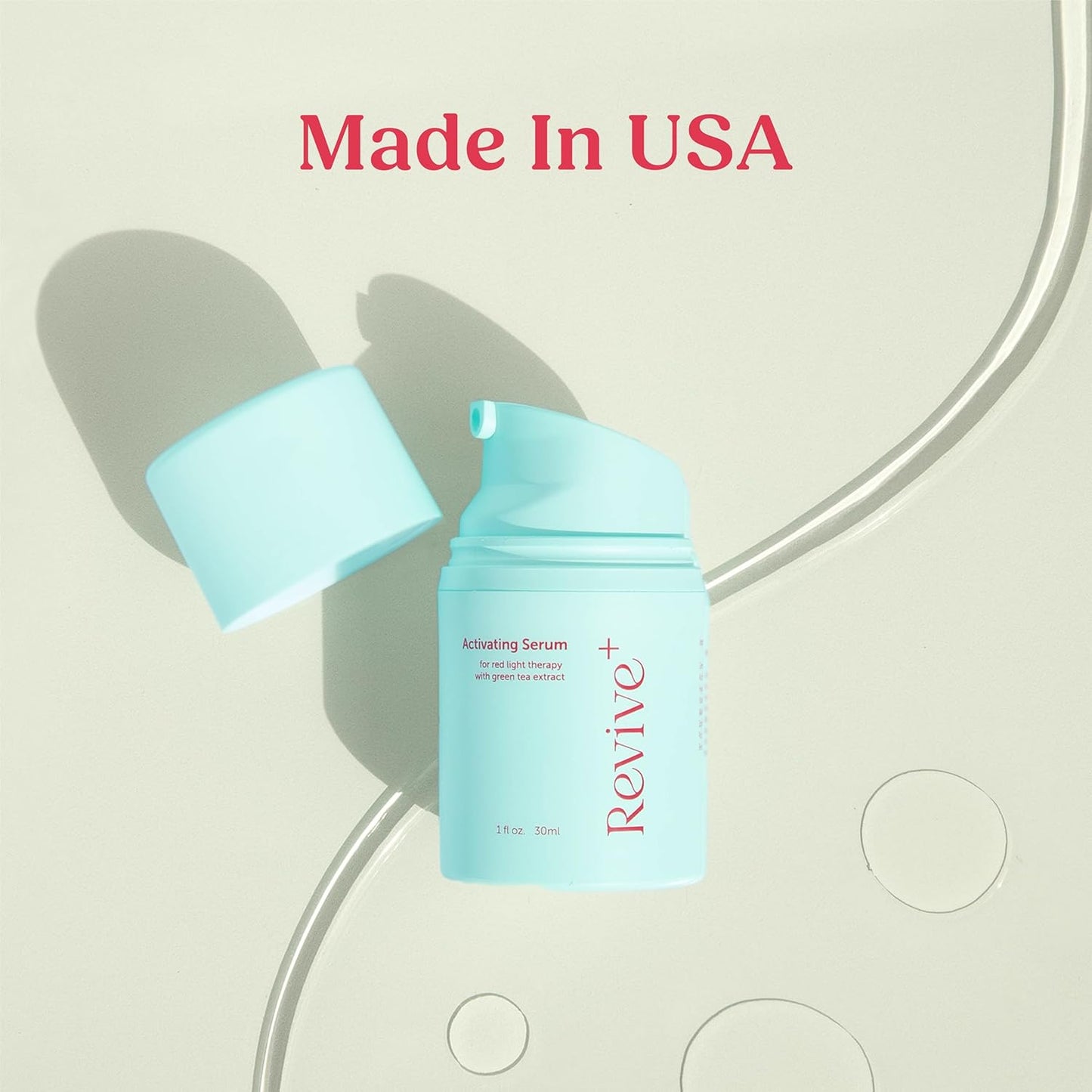 Red Light Therapy Serum for Face - Amplify Microcurrent Results | Hydrating with Green Tea & Hyaluronic Acid | 1oz