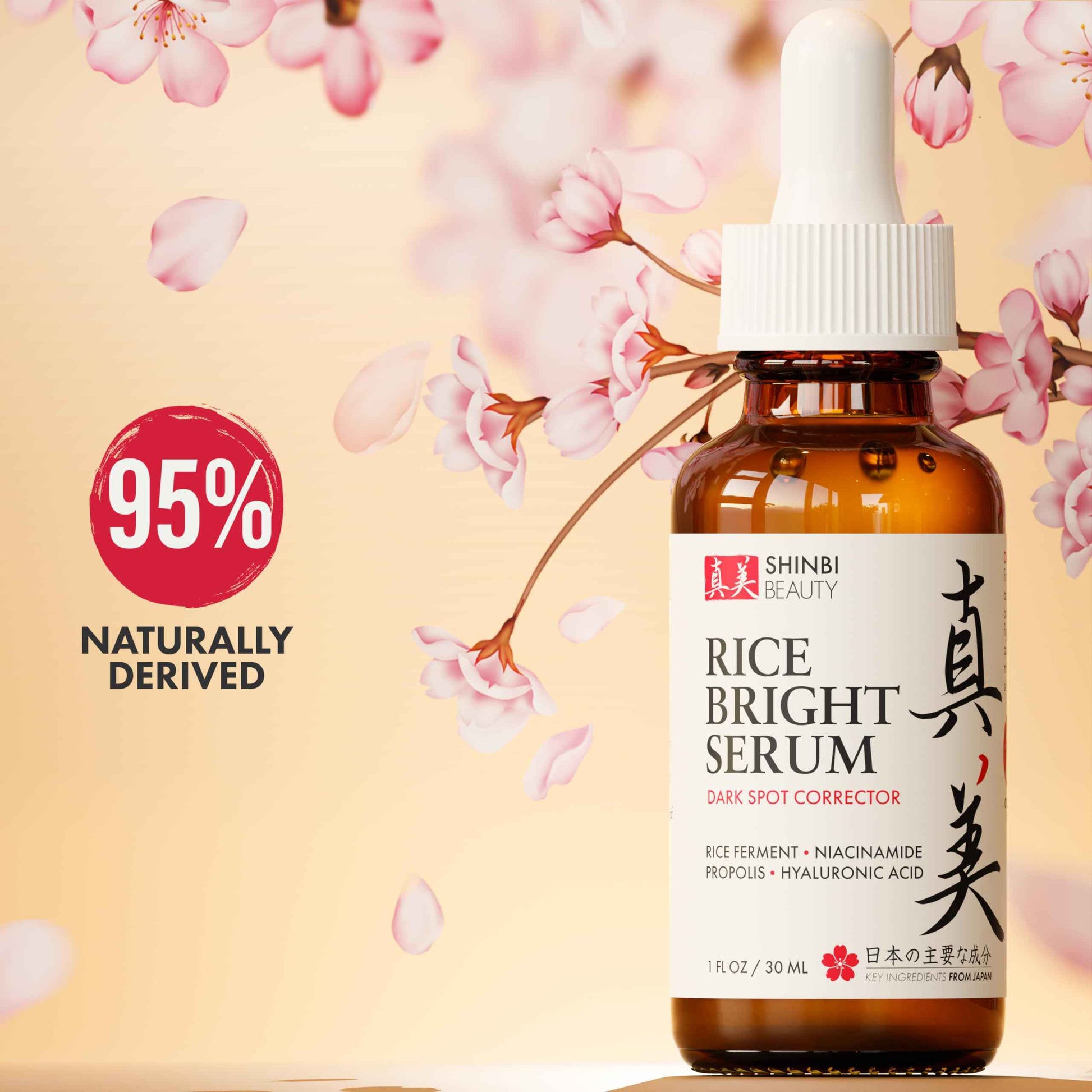 Shinbi Beauty Japanese Skincare Products - Niacinamide Melasma Brightening Serum for Dark Spots, Hyperpigmentation & Uneven Skin Tone 1oz