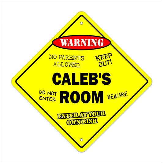 Caleb's Room Sign Crossing Zone Xing | Indoor/Outdoor | 12" Tall Kids Bedroom Decor Door Children's Name boy Girl