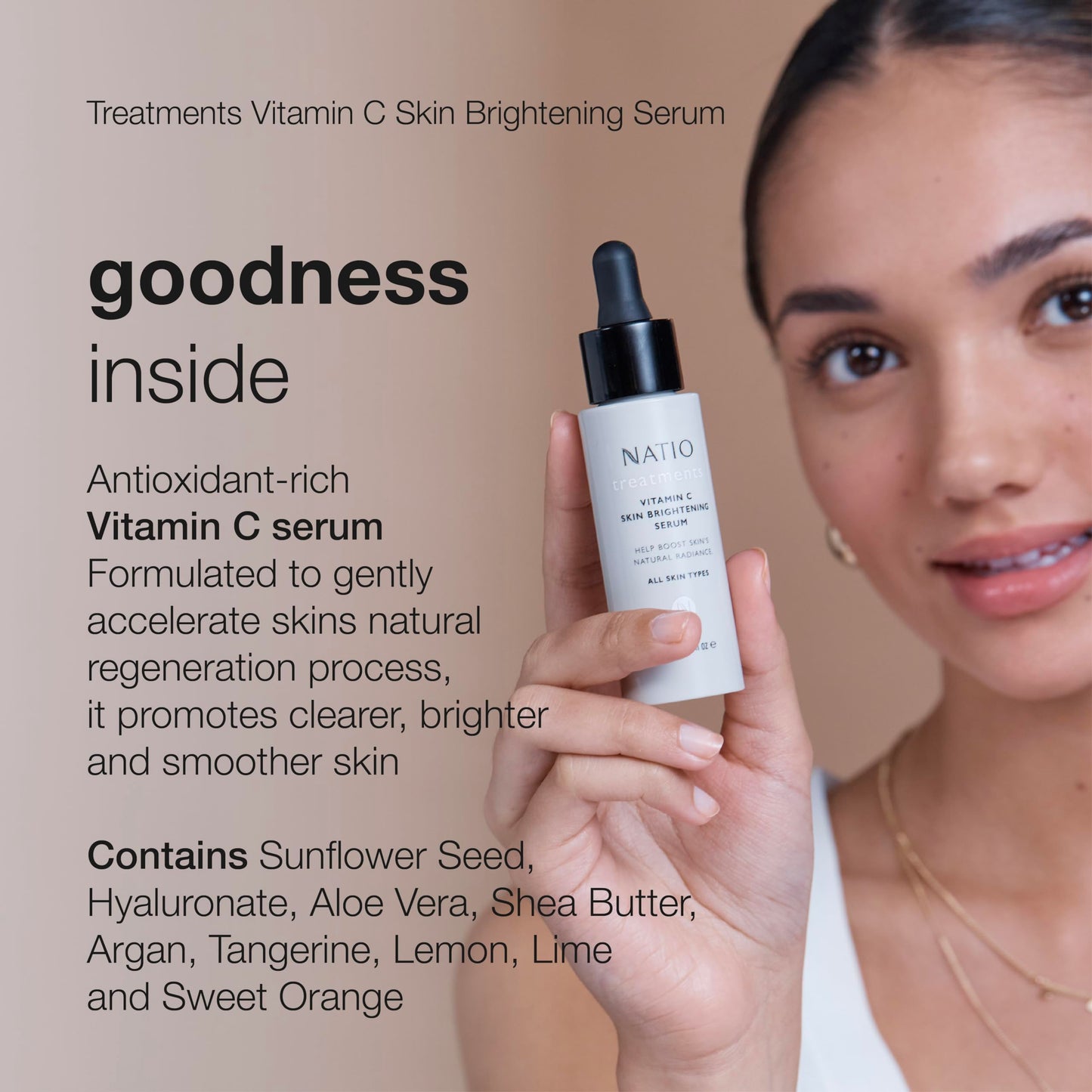 Natio Vitamin C Skin Brightening Serum, 1 oz - Antioxidant-Rich Vitamin C Face Serum - Radiance Boost with Aloe Vera, Shea Butter for All Skin Types