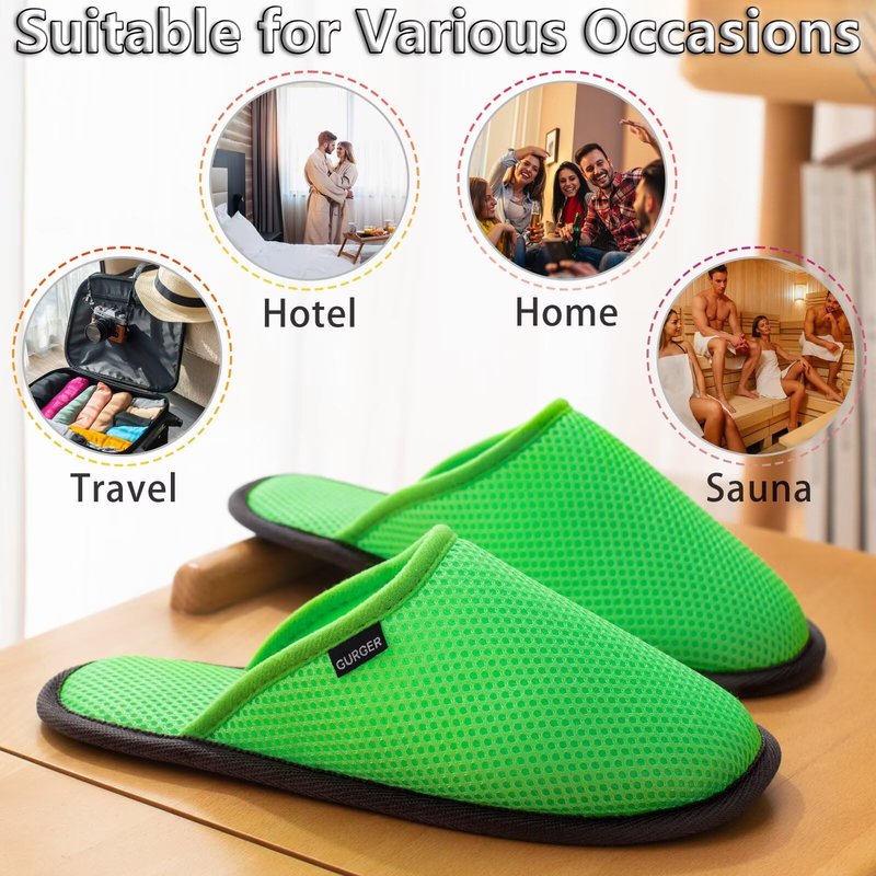 BUGUKI Spa Slippers Set Non-Disposable Washable Non-Slip Guest Slippers for Spa, Hotel, Party Guest and Bedroom, Set of 4 Pairs