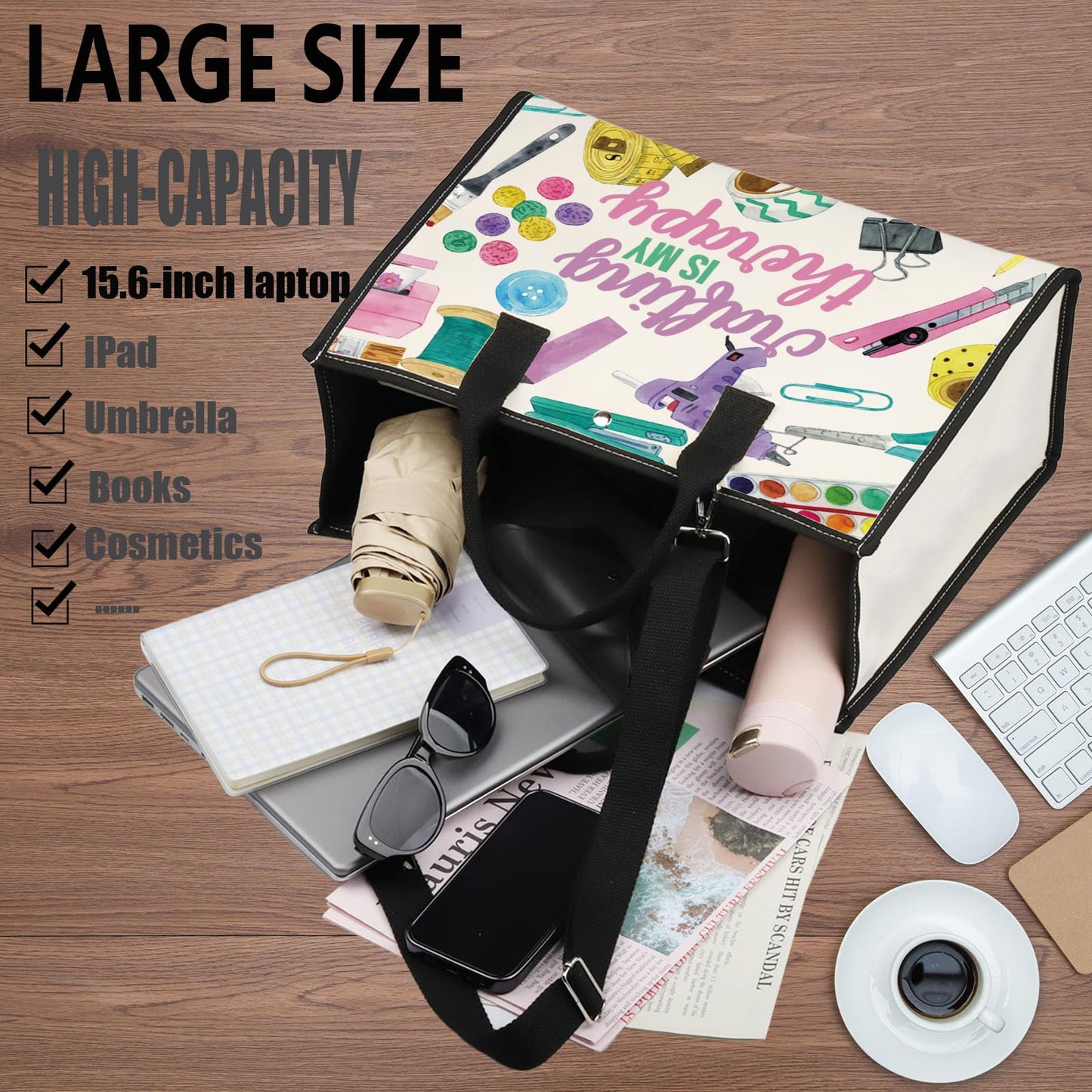 WZMPA Crafting Survival Kit Crafter Gifts Crafting Is My Therap Scrapbooking Makeup Zipper Pouch Bag Crafting Merchandise (crafting therapy-TB)