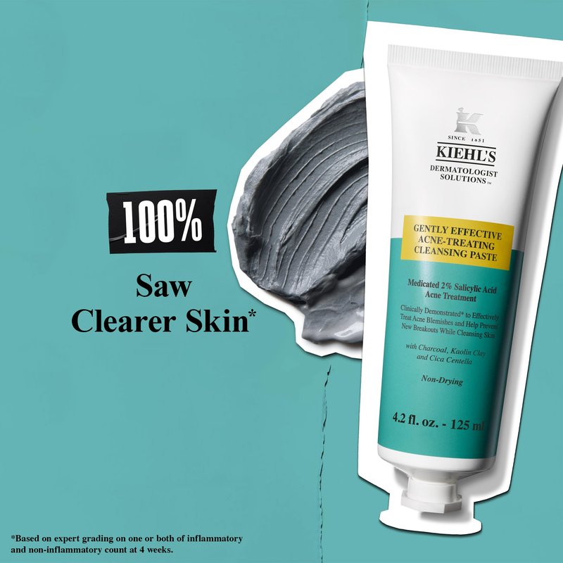 Kiehl’s Acne-Treating Cleansing Paste, with Salicylic Acid, Multi-Use Product for Cleanser, Spot Treatment, and Face Mask, Non-Drying for All Skin Types, 4.2 Fl. Oz