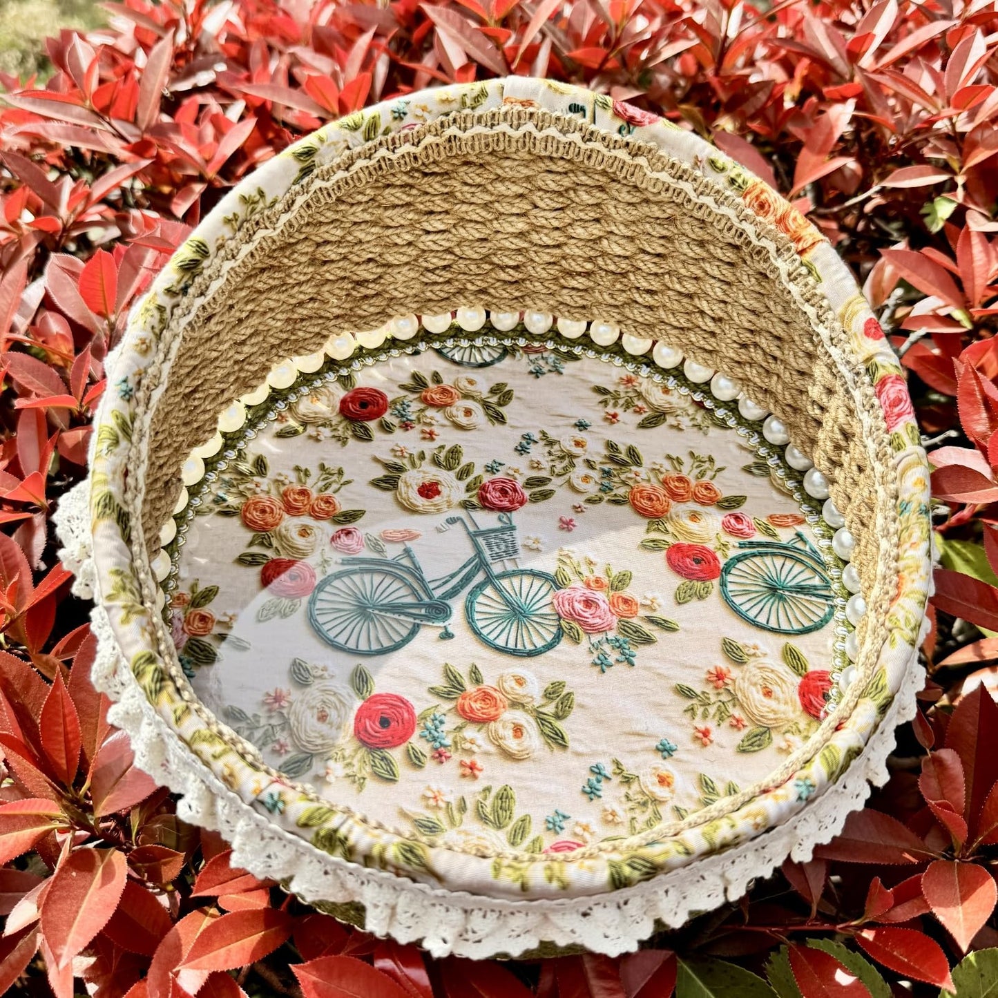 Zenpeace Hand-Woven Basket, It Can be Used for Cosmetics Storage, Perfume Storage, Lotion Storage, Cosmetics Organization and Multi-scene Decoration