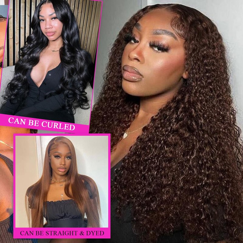 Curly Clip in Hair Extensions Real Human Hair 16inch 100g Invisible & Seamless 100% Brazilian Remy Human Extension Deep Wave Clip ins Extensions Double Weft 8 PCS with 20 Clips #2 Dark Brown