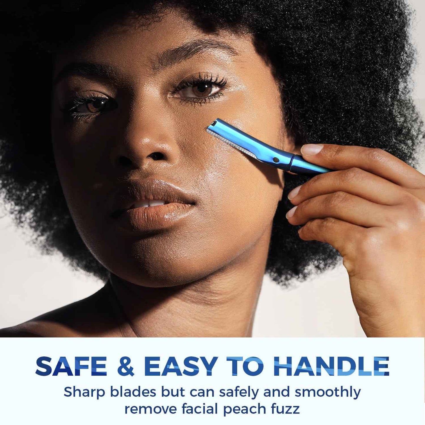 Blue Dermaplaning Razor with Silver Blade Disposal Box