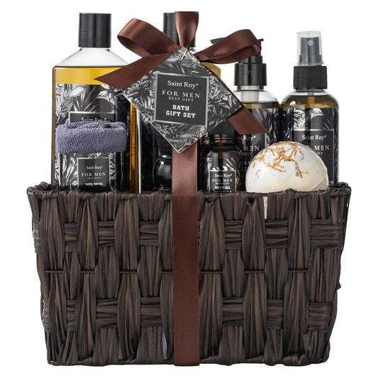 Fathers Bath and Body Gift Set, Birthday Gifts for Men Basket Spa Gift Set