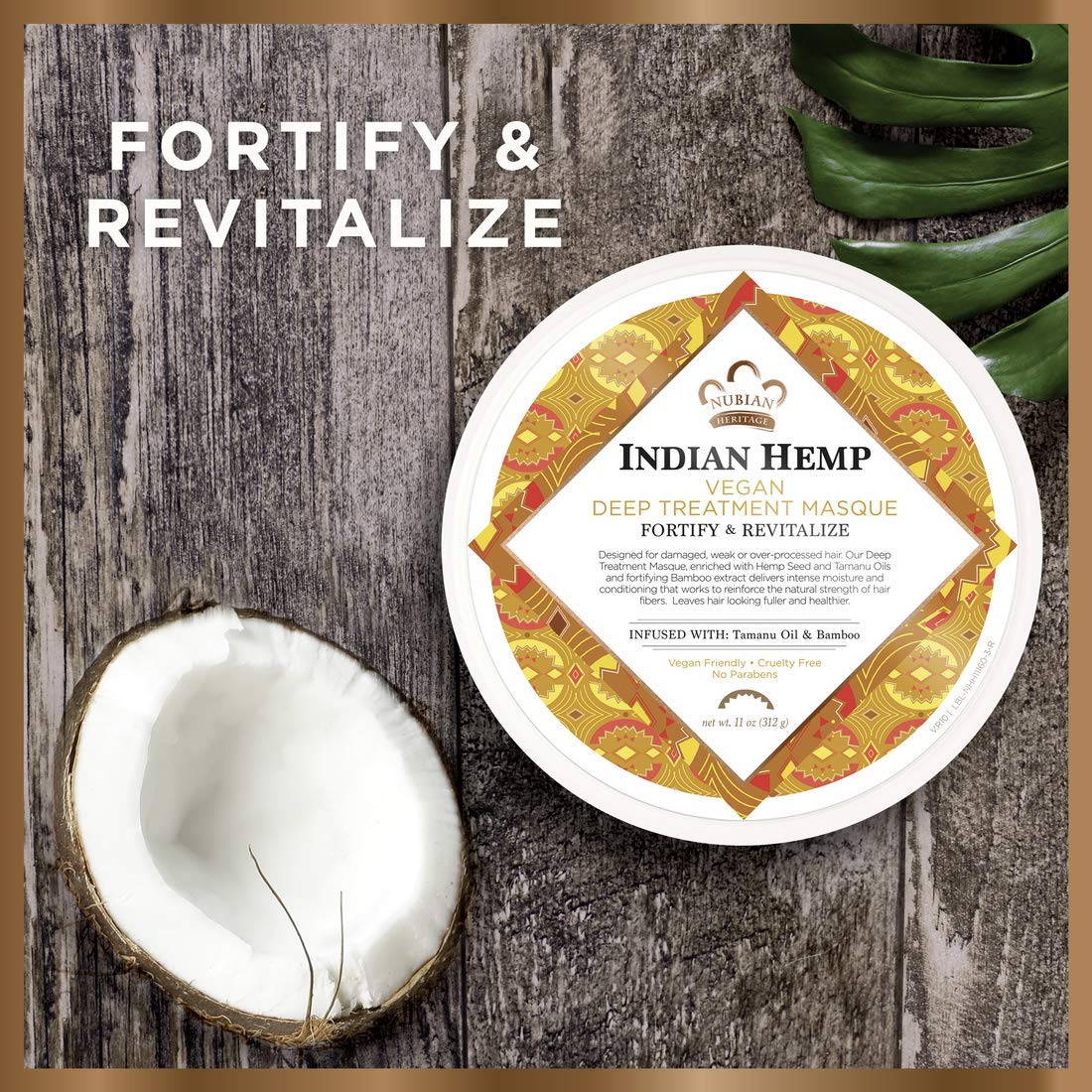 Nubian Heritage Indian Hemp Deep Conditioner Hair Mask For Weak Hair Masque Deep Conditioner for Weak Hair 11 oz