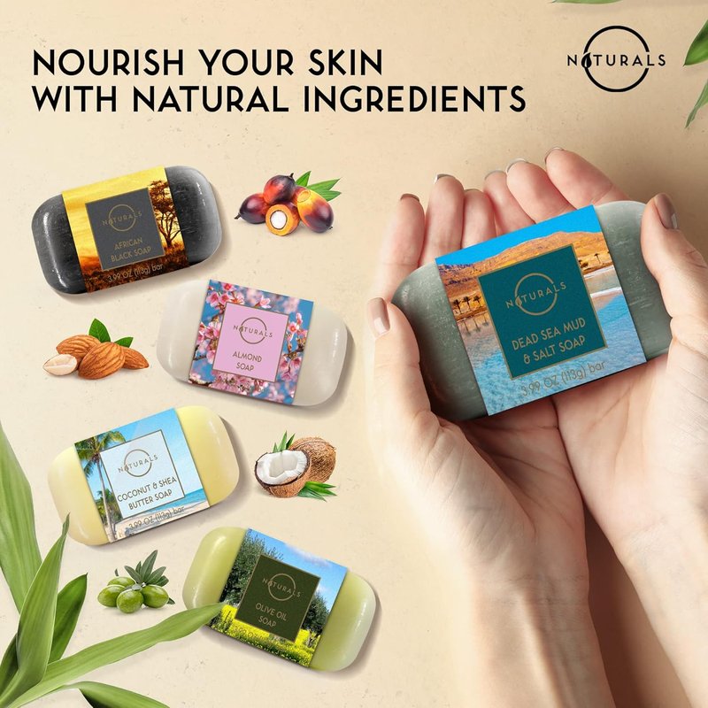 O Naturals 100% Natural Bar Soap Gift Set | Organic Ingredients & Essential Oils - 10-Piece Variety for Spa Gifts