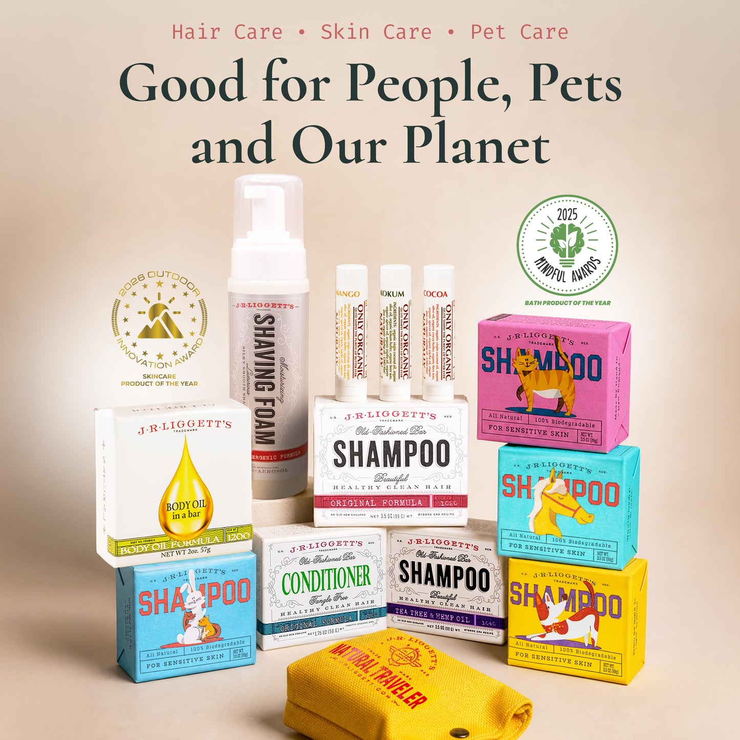 J.R.LIGGETT'S Shampoo Bar Tea Tree Formula, All-Natural Solid Hair Cleanser, Soothing Bar Shampoo with Tea Tree and Hemp Seed Oil for Dry, Sensitive Scalps, Fragrance & Sulfate-Free, 3.5 oz (3-Pack)