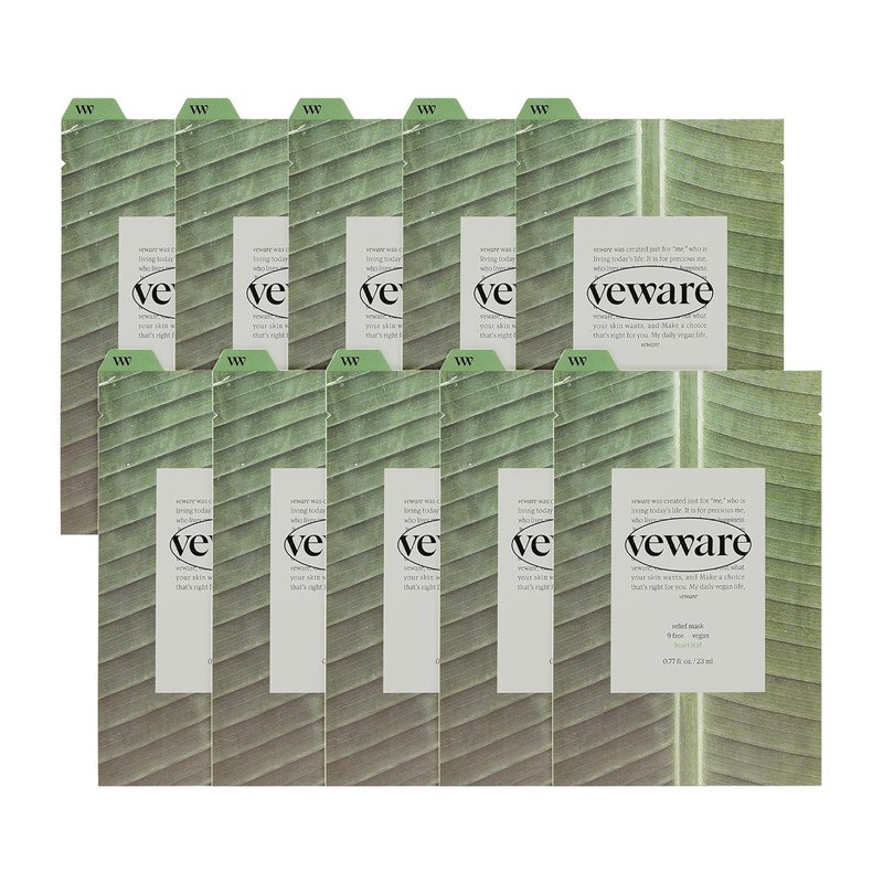 Veware Relief Mask 10pcs For Calming the skin Facial sheet mask for face, Immediate Calming Korean Facial Mask 10ea sheet mask set (Heartleaf/Madecassoside) (Heartleaf)
