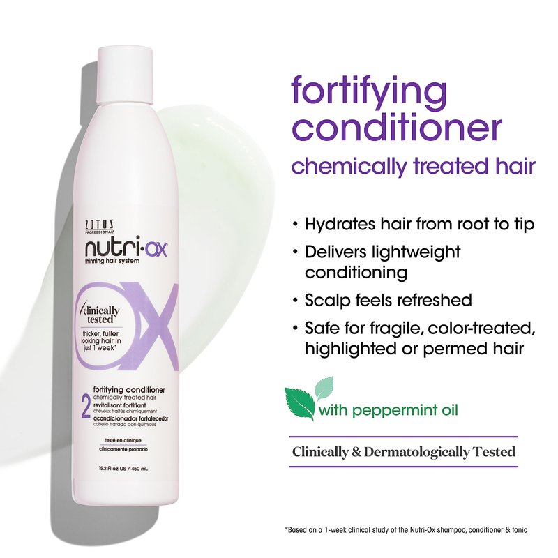 NUTRI-OX Gentle Shampoo & Conditioner | Thicker, Fuller-Looking Hair | Color Treated Hair | Peppermint | Clinically & Dermatologically Tested | 15.2 Fl Oz