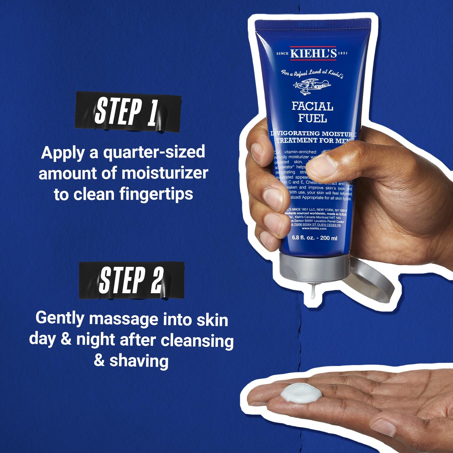 Kiehl's Facial Fuel Moisturizer, Men's Face Cream, with Vitamin C and Caffeine that Contain Antioxidants to Help Energize and Reduce Dullness, Non-Greasy, Paraben, and Sulfate Free - 6.8 fl oz
