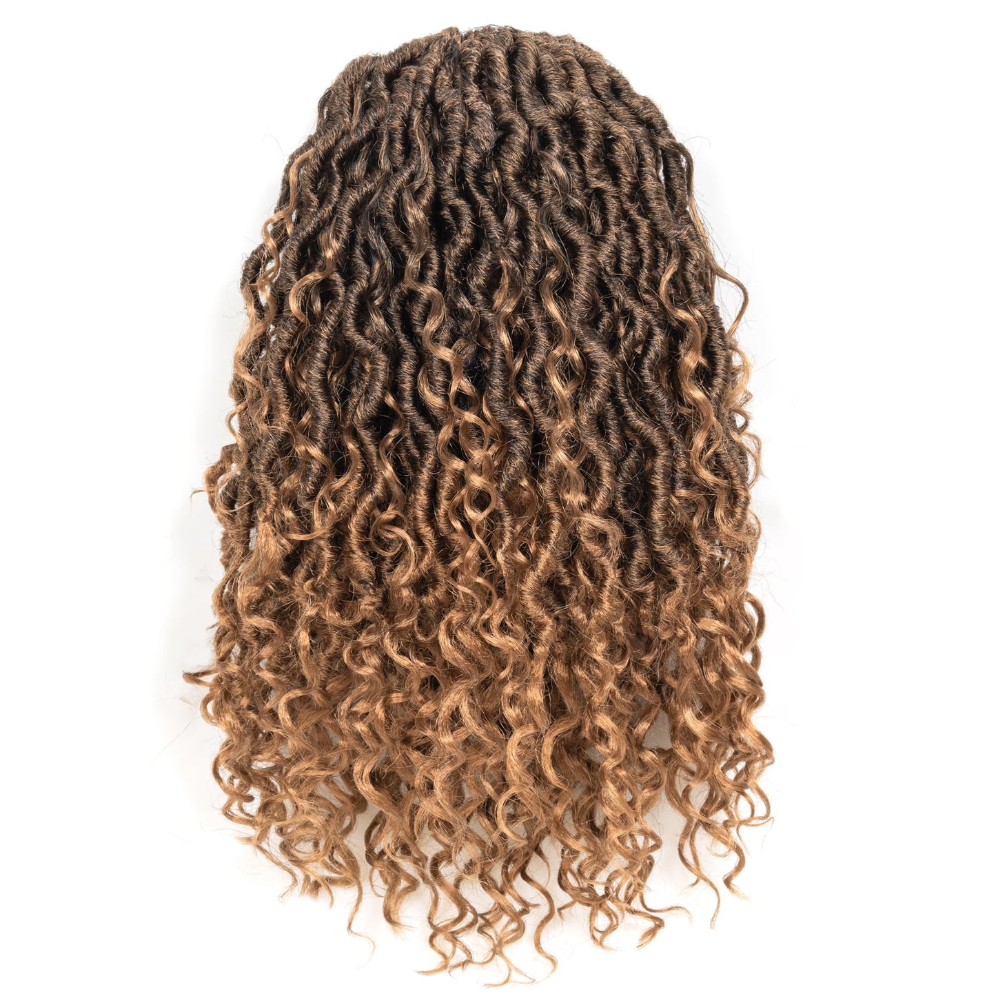 ToyoTress Boho Faux Locs Crochet Hair - 12 Inch 8 Packs Ombre Blonde Bohemian Locs Crochet Hair With Curly Ends for Black Women, Short Pre-looped Synthetic Braiding Hair Extensions（12 Inch, T27-8P)