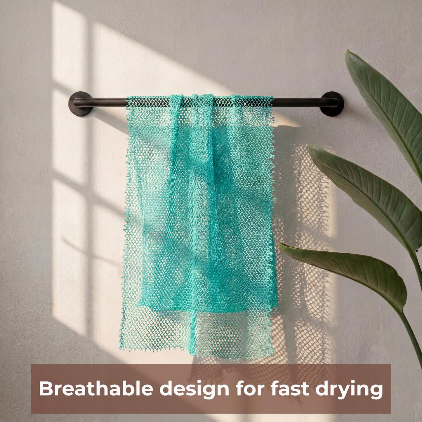 African Net Sponge Authentic 3 Pack, Body Scrubber Exfoliating Bath Sponge for Face and Body, Quick Drying Mesh Body Scrub for All Skin Types, Durable and Travel Friendly (Dark Blue, Blue, Turquoise)