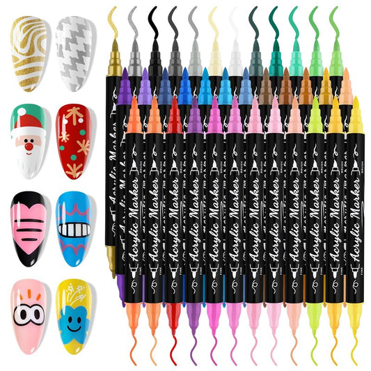 EBANKU 36 Colors Nail Art Pens Set, Christmas Nail Polish Pens Quick-Drying Nail Art Markers Acrylic Paint Nail Point Graffiti Dotting Liner Pen No Squeeze Needed
