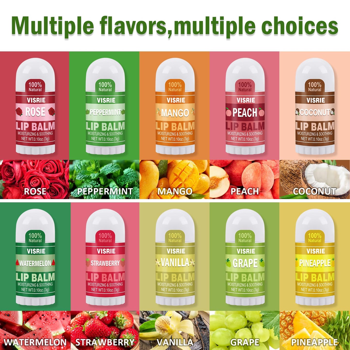 VISRIE 180 Pack Mini Lip Balm Bulk, Natural Lip Balm with Vitamin E & Beeswax, Moisturizing Lip Care for Dry Lips, Perfect for Party Favors, Care Packages & Small Gifts