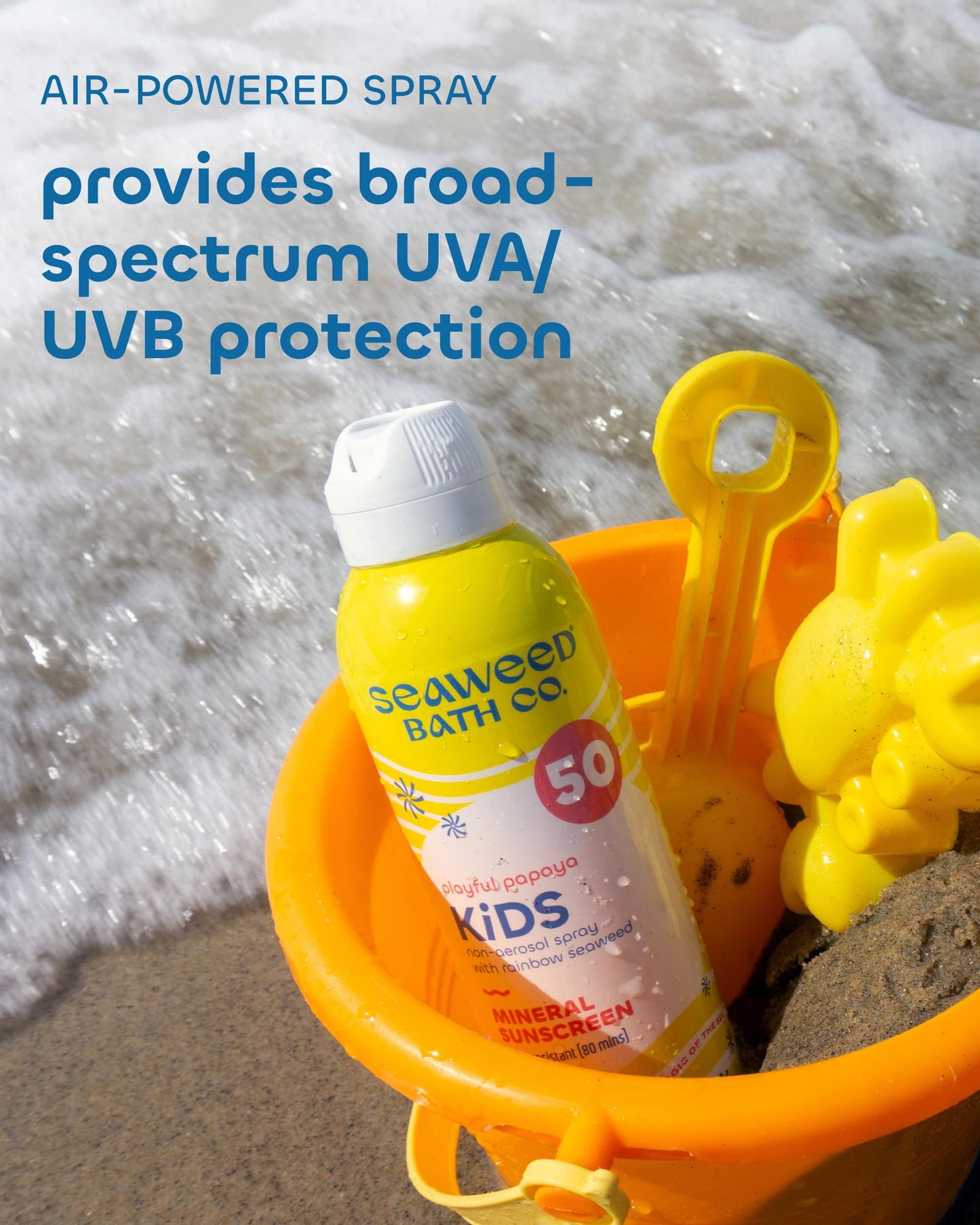 Seaweed Bath Co Kids Mineral Sunscreen Spray SPF 50 - Zinc Oxide Tear Free Sunblock for Children - Lightweight Water Resistant Broad Spectrum Protection for Sensitive Skin, 6 Ounce