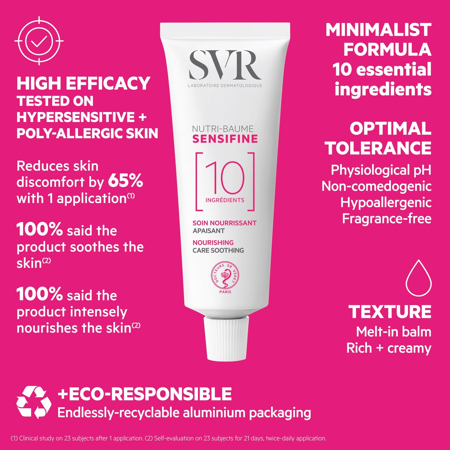 SVR - Sensifine Nutri-Balm - Soothing Moisturizer for Sensitive & Ultra-Sensitive Skin Relief - Face Cream - 24-Hour Hydration - for Hypoallergenic Use - 95% Naturally-Derived Ingredients - 1.3 fl.oz
