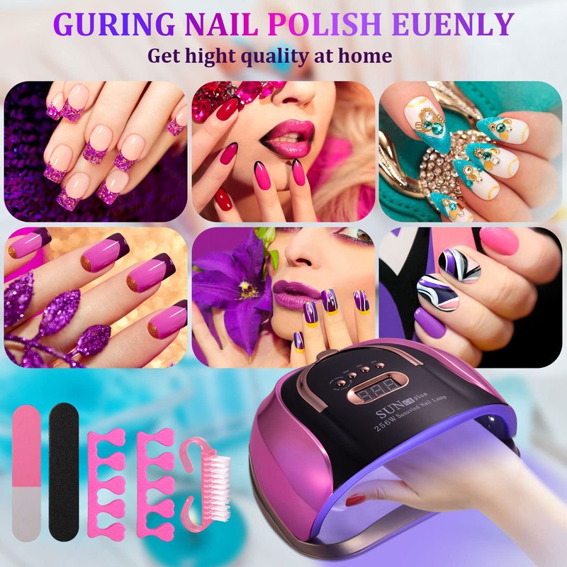 MUSERAY UV LED Nail Lamp, 256W Gel Light for Nail Polish UV Dryer,4Timers UV Nail Lamp Professional Nail Light, 57Pcs Lamp Beads and Automatic Sensor
