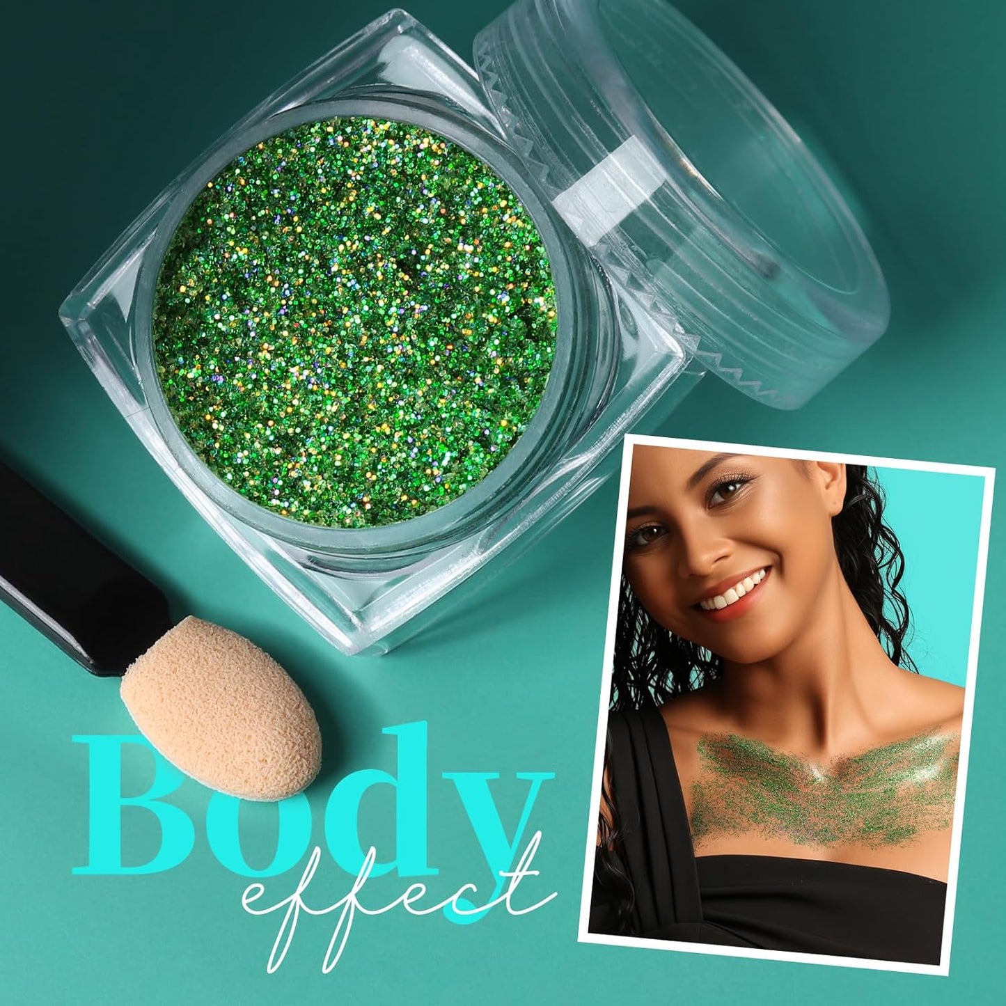 Teenitor Face Glitter Body Glitter, Clear White Body Glitter Gel, Hair Glitter Gel, 6 Shapes Rave Glitter, Mermaid Sequins Makeup Glitters Face Paint, Chunky Sparkling Glitter Gel for Women