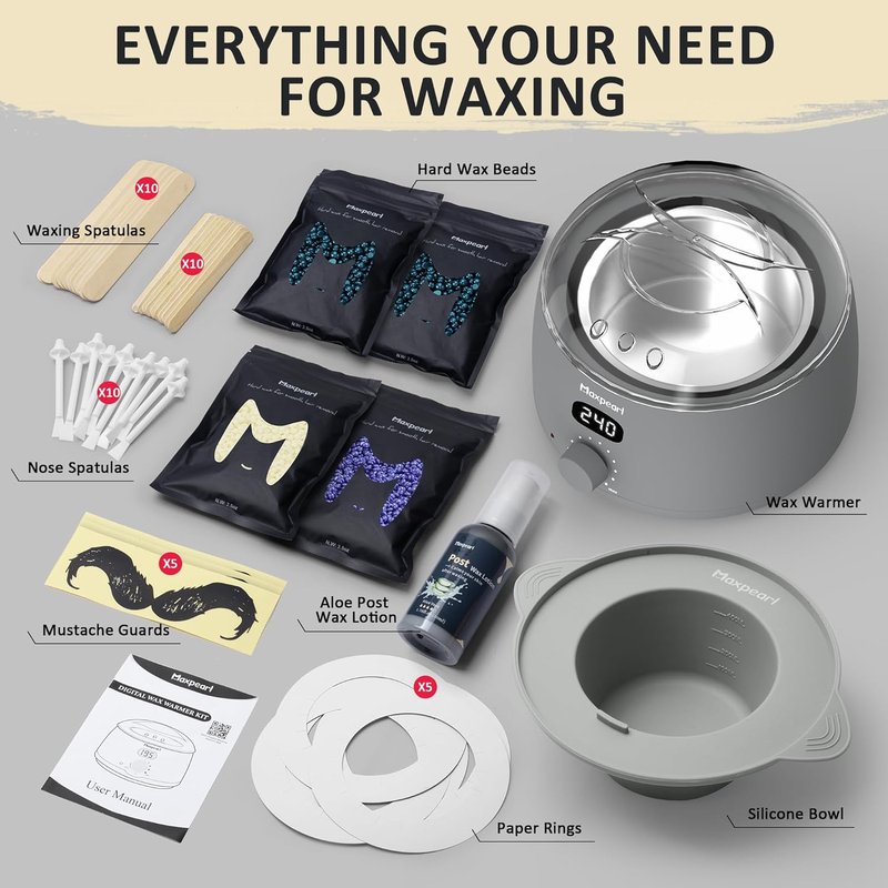 Maxpearl Hair Removal Waxing Kit for Men - Nose & Ear Wax with Silicone Pot | Removes Coarse Body Hair