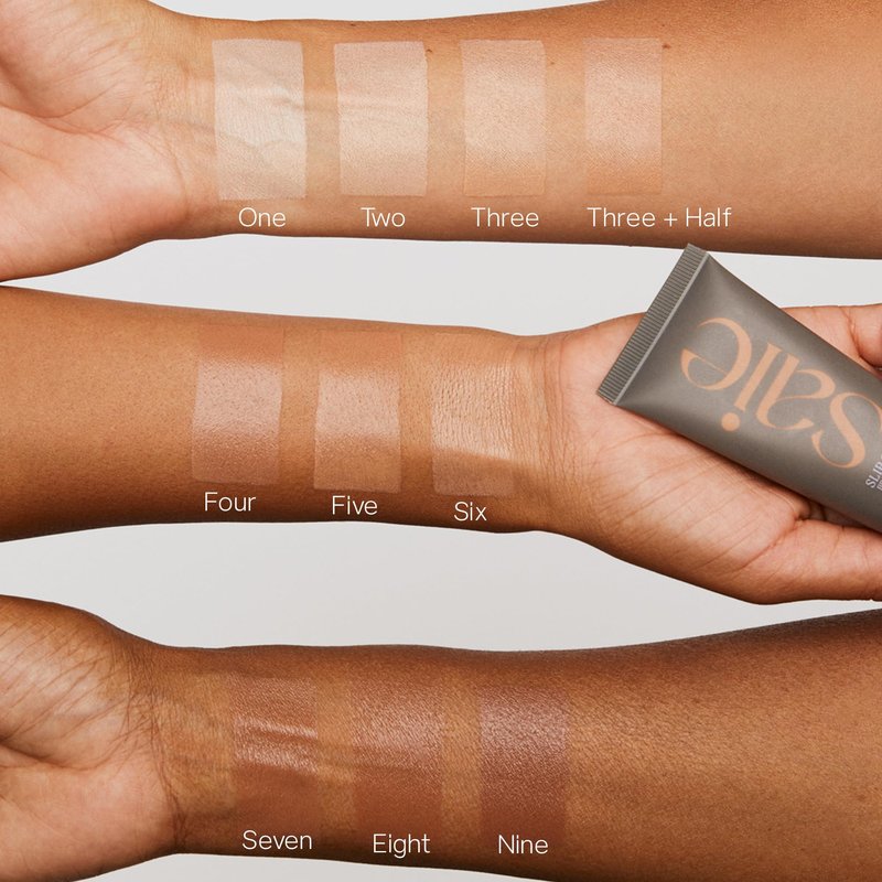 Saie Slip Tint Tinted Moisturizer with SPF 35 - Light Coverage, Glowy Skin Tint & Mineral Sunscreen for Face with Hydrating Hyaluronic Acid - Summer Makeup Essential - Shade Three (1.35 oz)