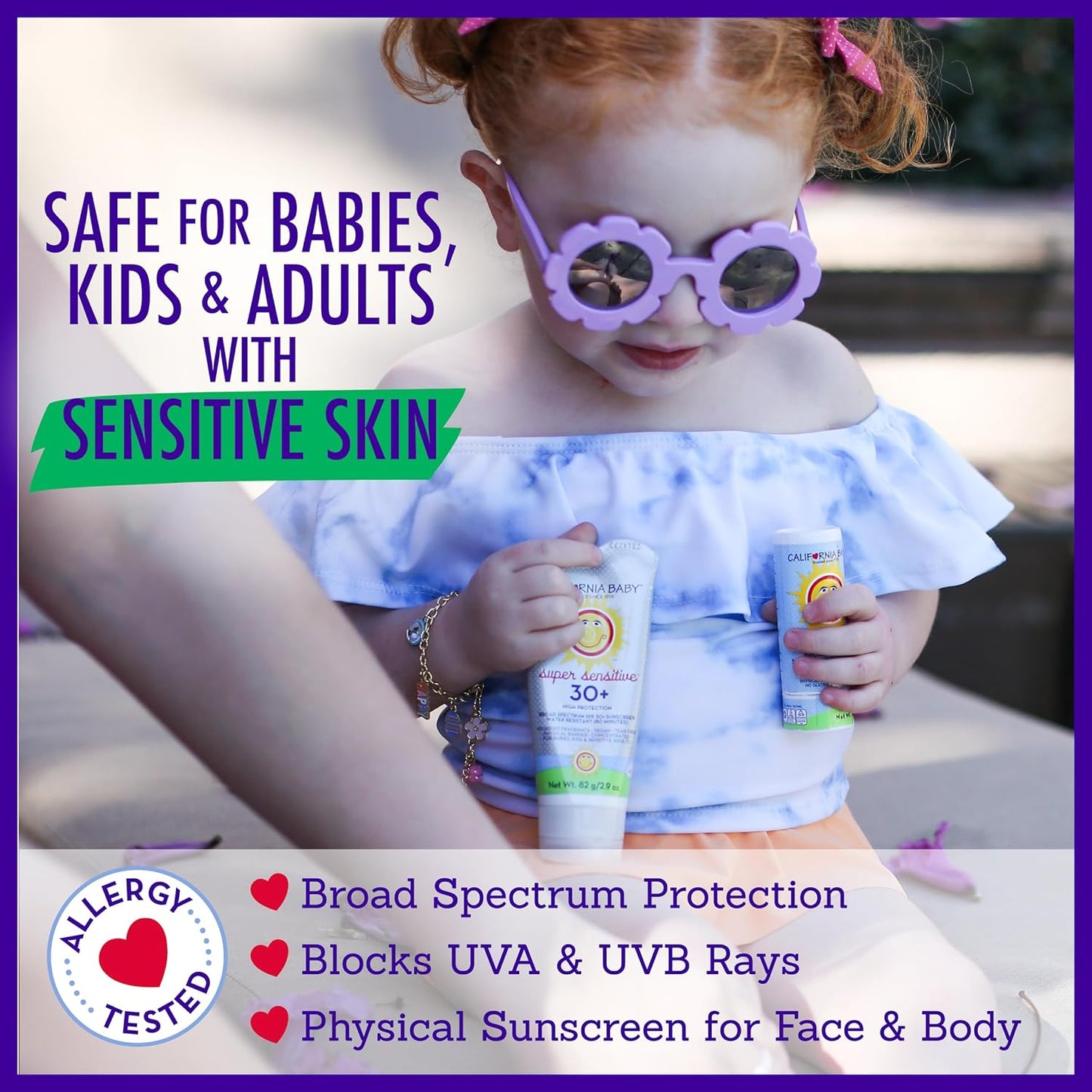 California Baby Super Sensitive SPF 30+ Sunscreen - Unscented Mineral Formula for Baby Face & Body | 6oz (170g)