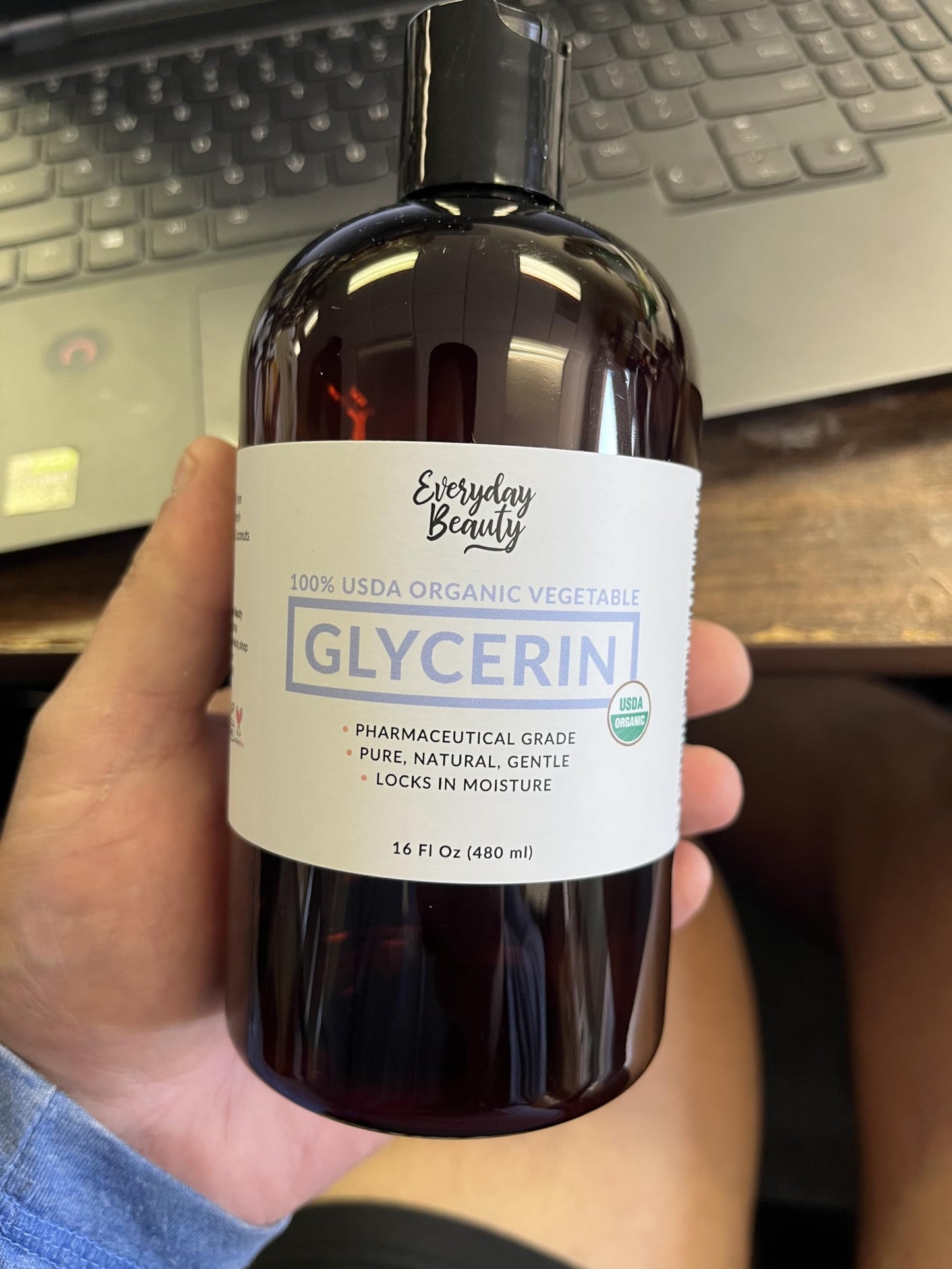 100% Organic Glycerin – USDA Certified - Perfect for DIY Beauty Products, Crafts, and Formulations – Derived From Coconut – Skin and Hair Moisturizer for Deep Hydration – 16 Fl Oz – By Everyday Beauty