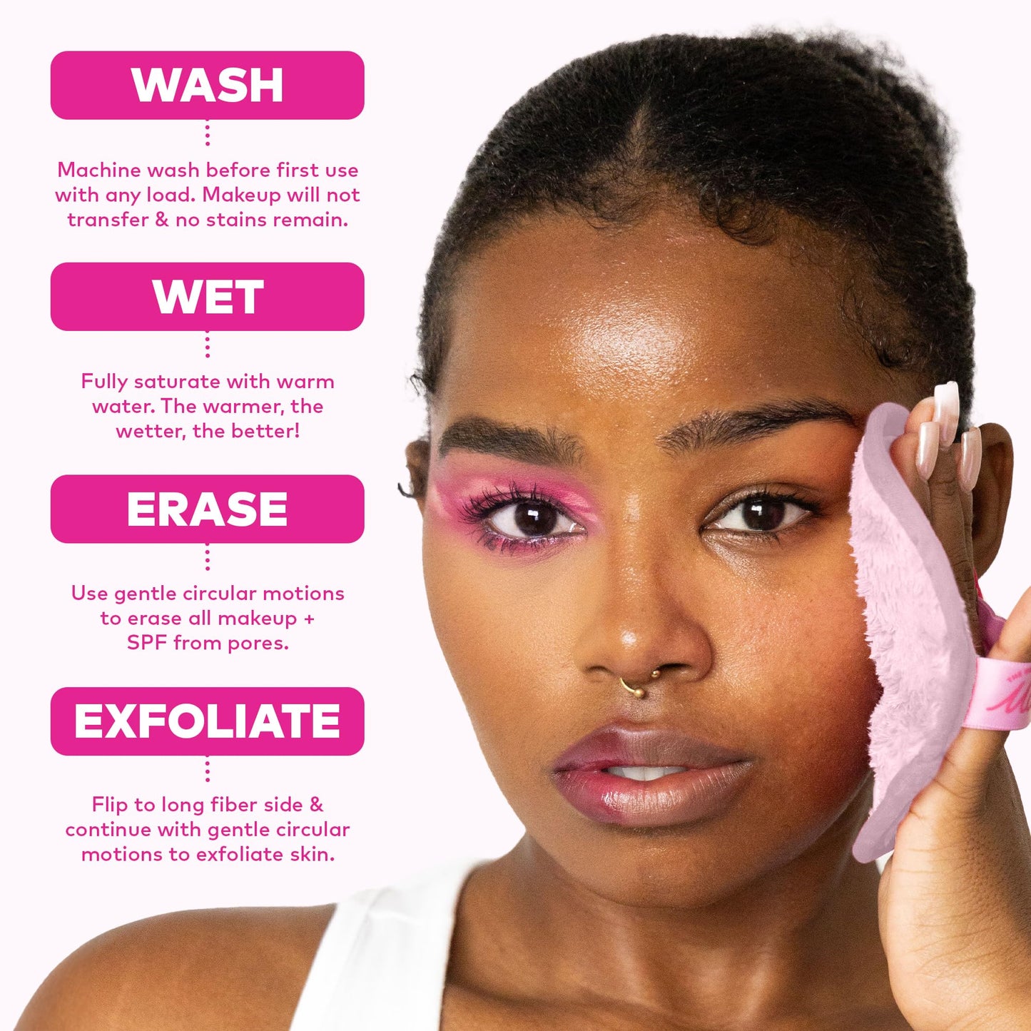 The Original MakeUp Eraser 7-Day Set, Erase All Makeup with Just Water, Including Waterproof Mascara, Eyeliner, Foundation, Lipstick, Sunscreen, and More! Ballet Core, 7ct.