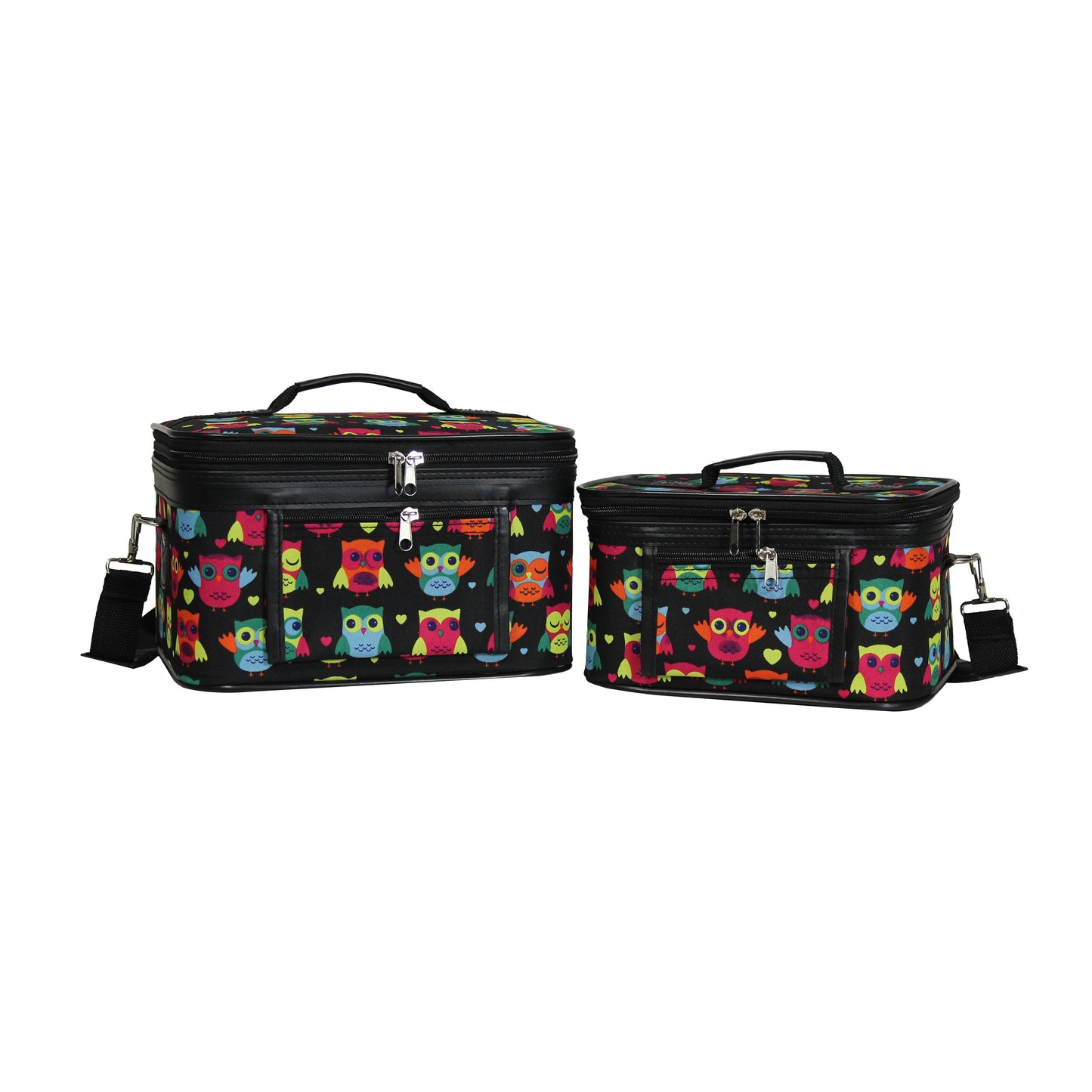 World Traveler Women's 2-Piece Cosmetic Case Set, Owl Black