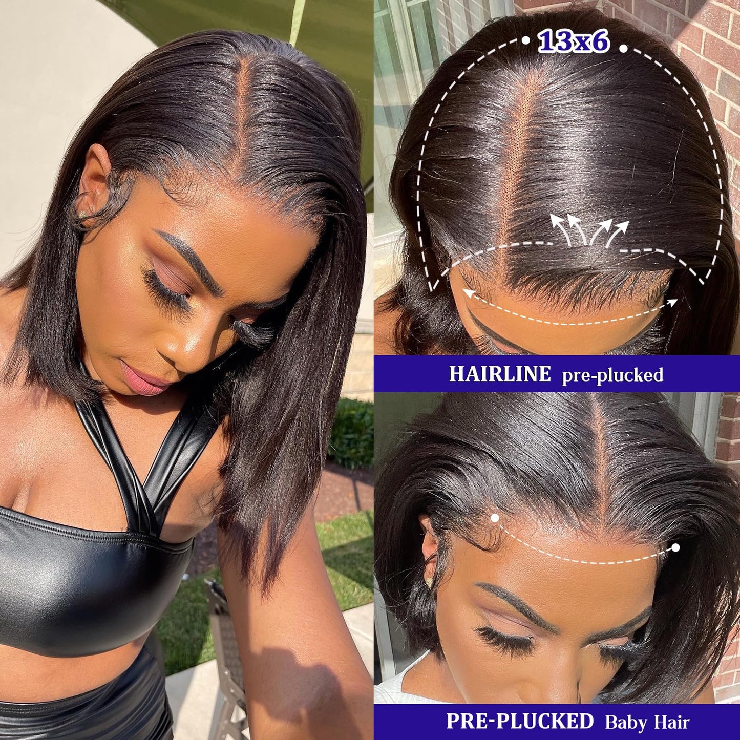 CDHFARMD Bob Wig Human Hair 12 Inch 13x6 Hd Transparent Lace Front Wigs Human Hair Glueless Short Straight Frontal Bob Wigs for Women Pre Plucked with Baby Hair Side Part 180% Density